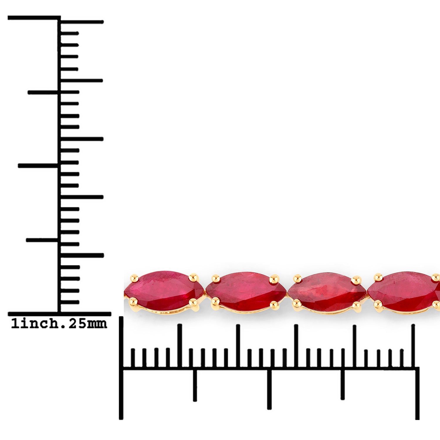 14K Yellow Gold 7in Bracelet 9.5 Carat Ruby Marquise Cut (Vault_Q) - Image 3