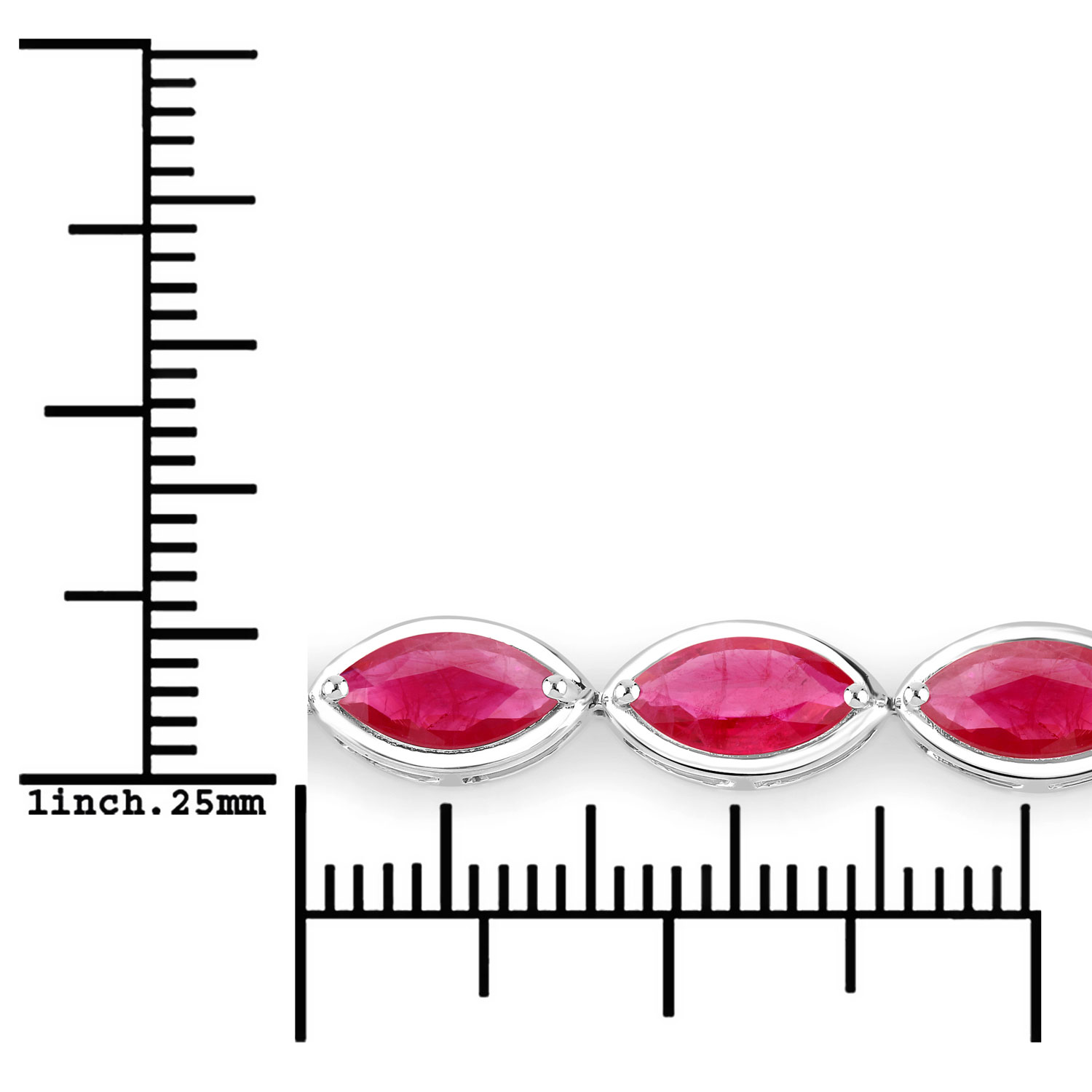 14K White Gold 7in Bracelet 9 Carat Ruby Marquise Cut (Vault_Q) - Image 3