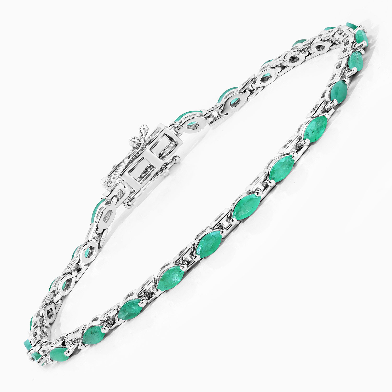 2.88 Carat Genuine Emerald .925 Sterling Silver Bracelet