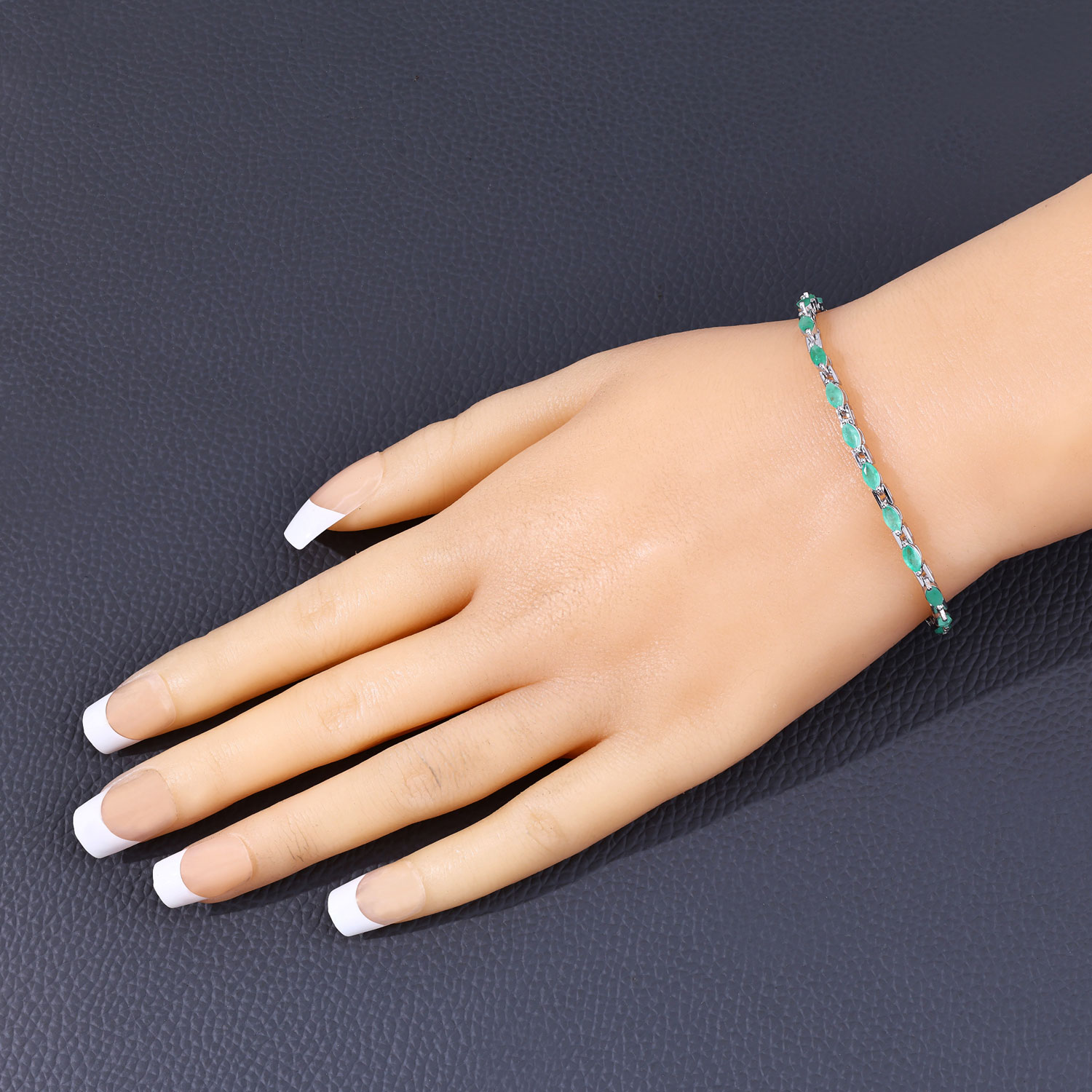 2.88 Carat Genuine Emerald .925 Sterling Silver Bracelet