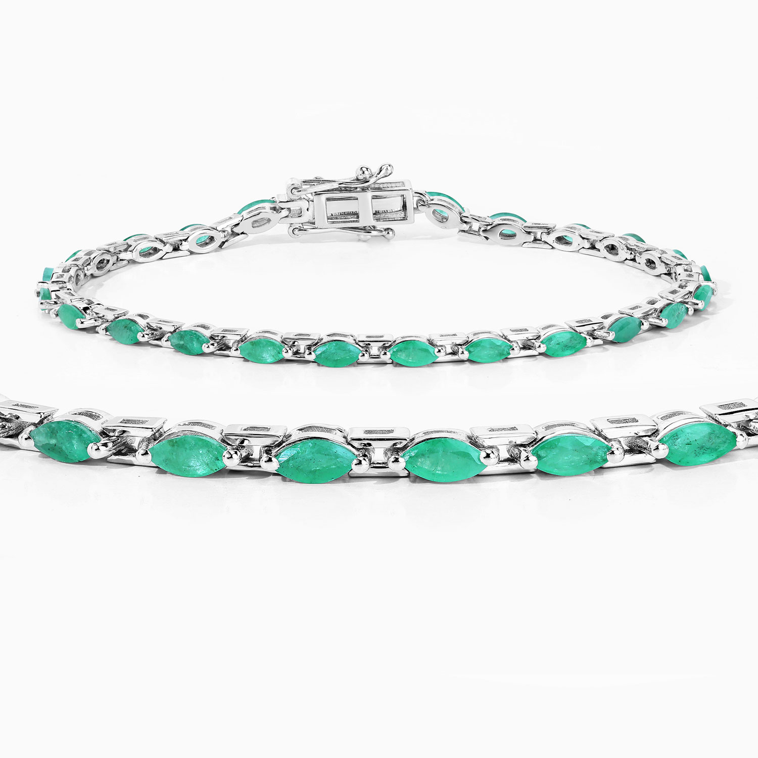 2.88 Carat Genuine Emerald .925 Sterling Silver Bracelet