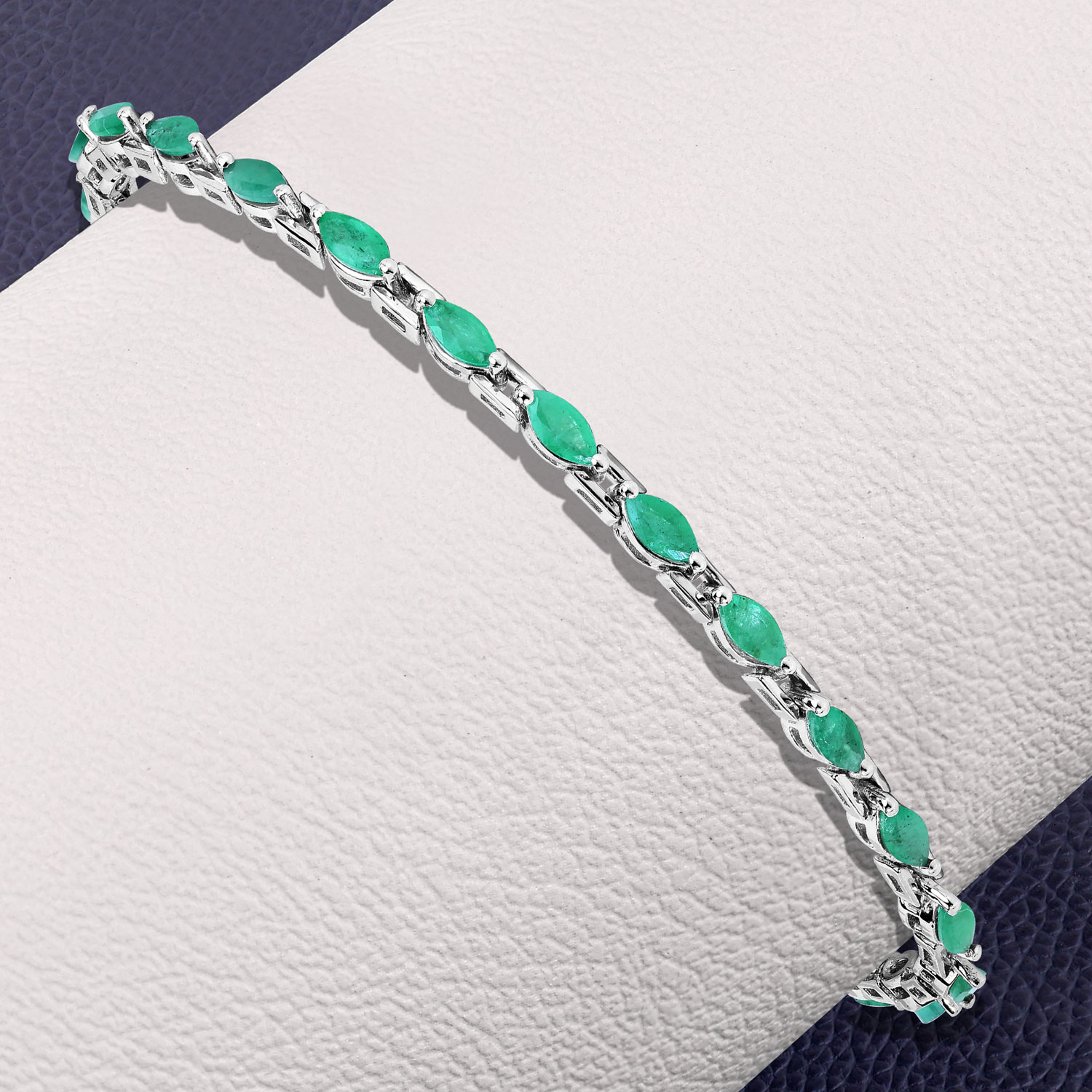2.88 Carat Genuine Emerald .925 Sterling Silver Bracelet