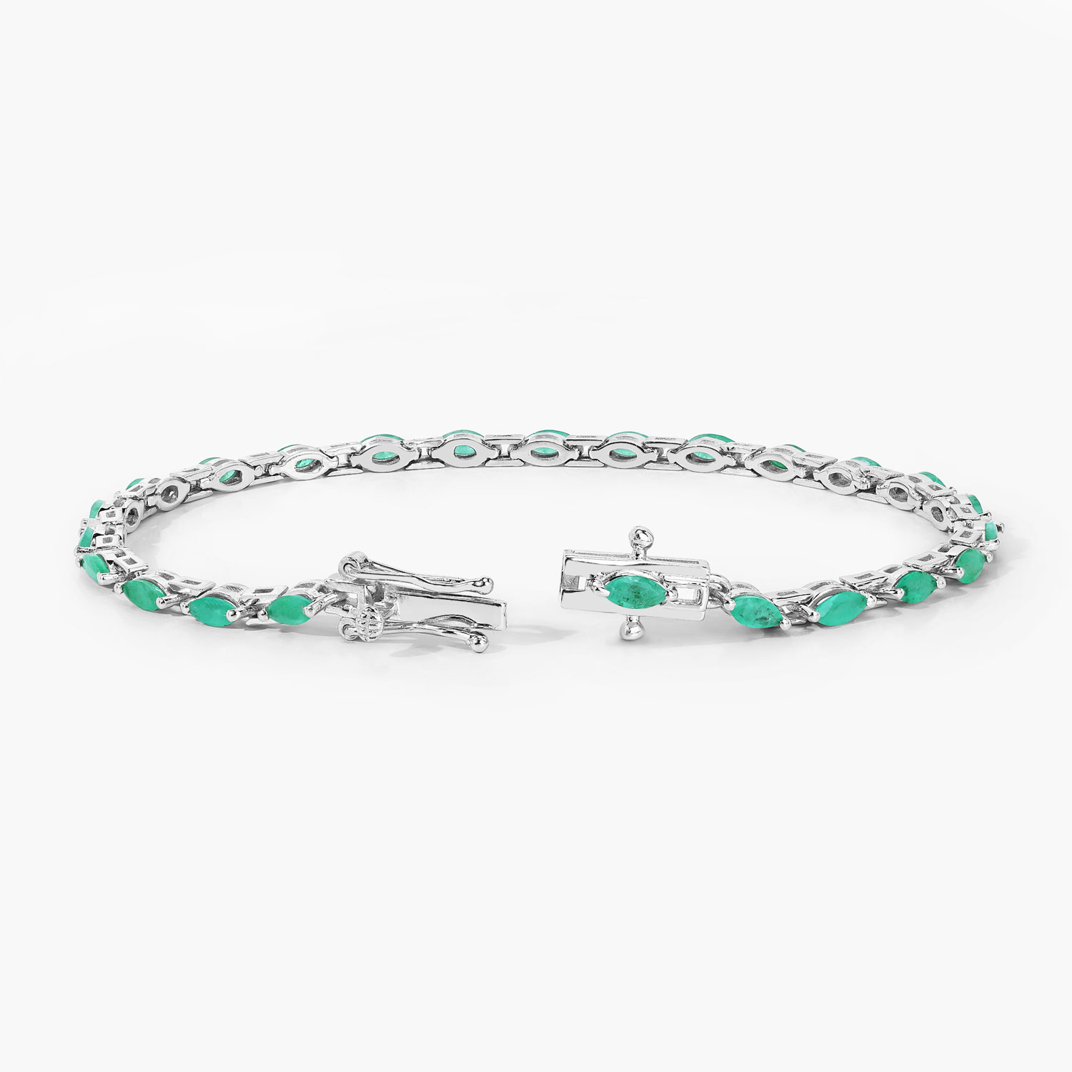 2.88 Carat Genuine Emerald .925 Sterling Silver Bracelet