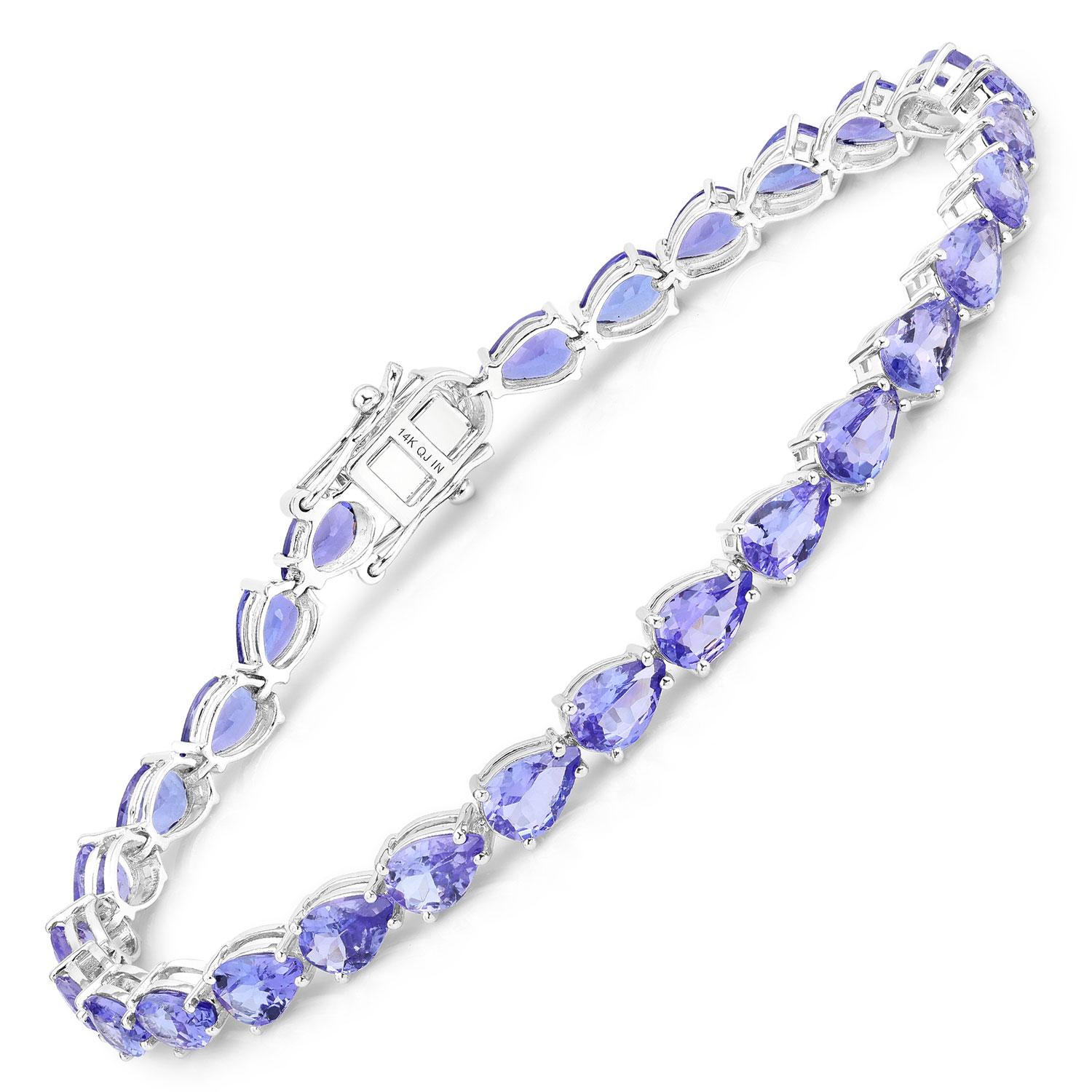 10.73 Carat Genuine Tanzanite 14K White Gold Bracelet