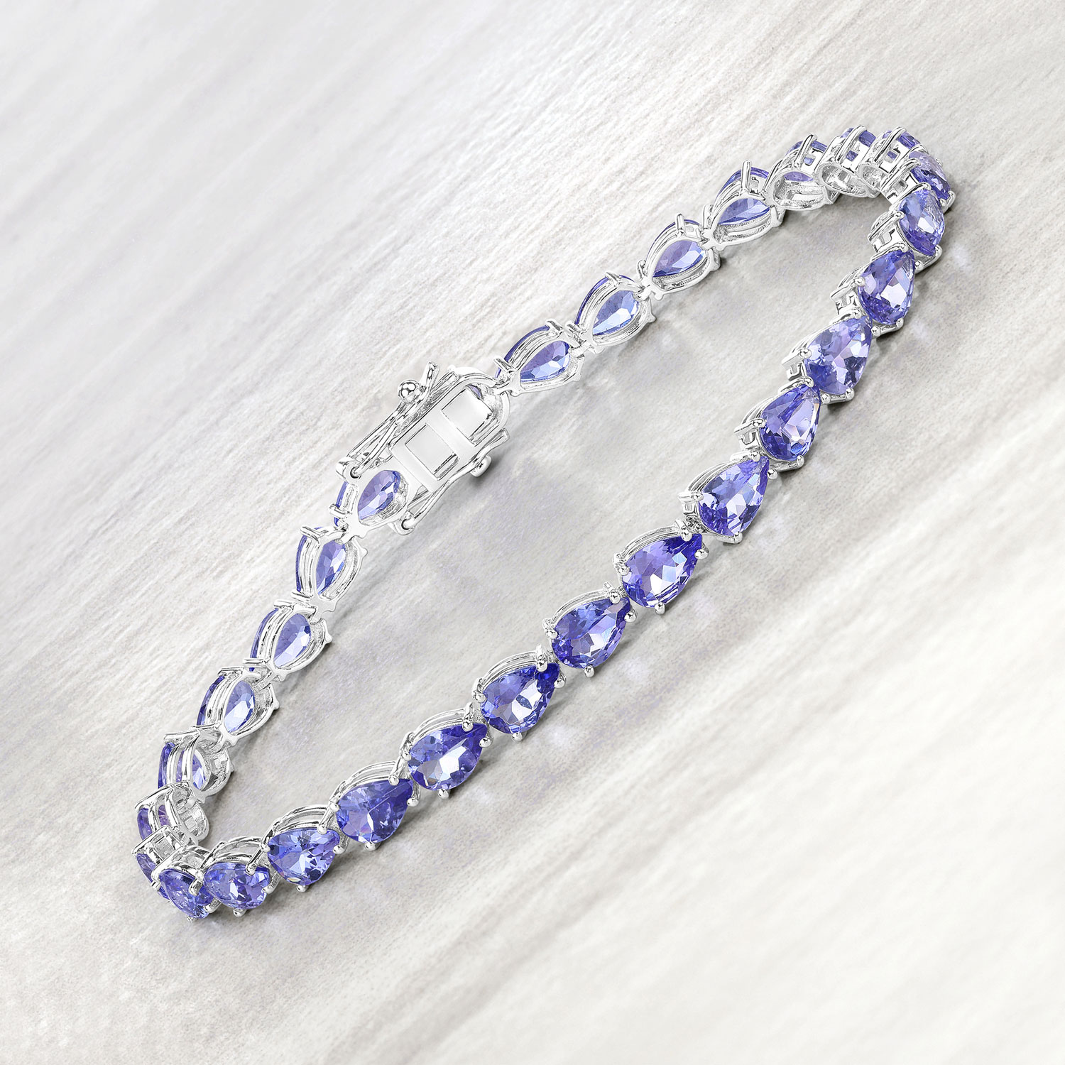 10.73 Carat Genuine Tanzanite 14K White Gold Bracelet