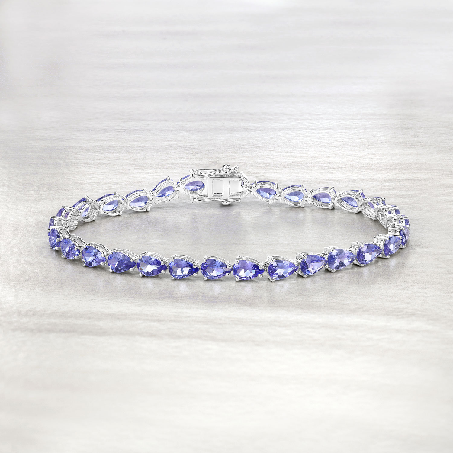 10.73 Carat Genuine Tanzanite 14K White Gold Bracelet