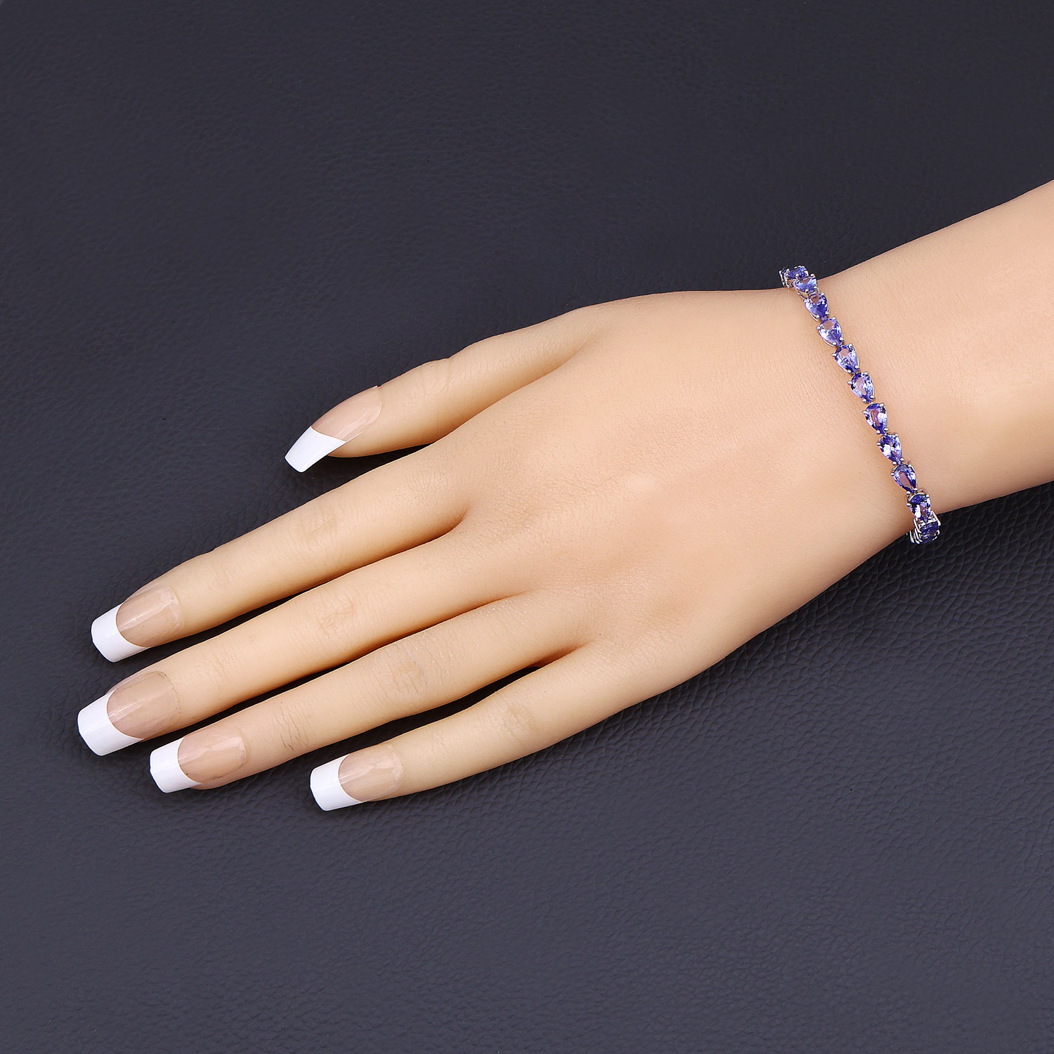 10.73 Carat Genuine Tanzanite 14K White Gold Bracelet