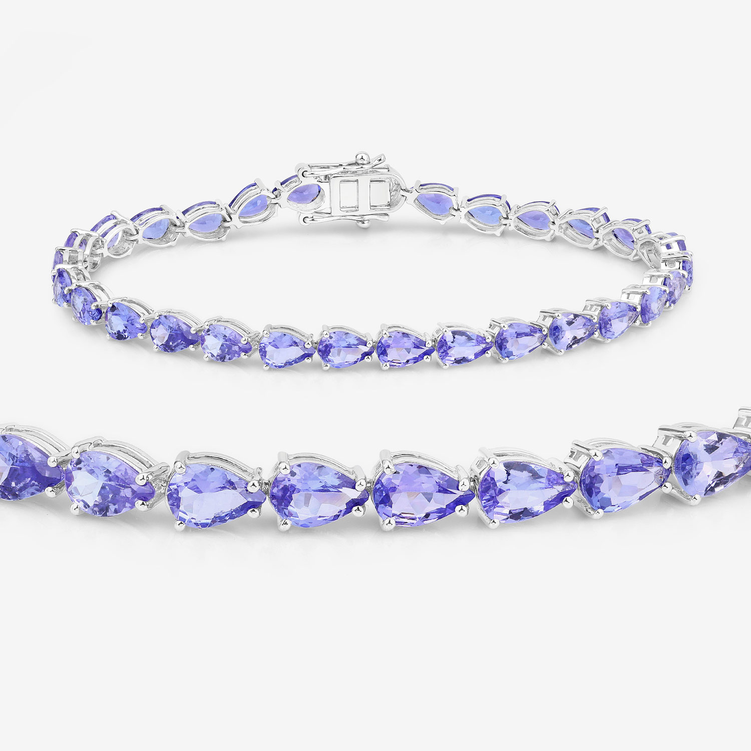 10.73 Carat Genuine Tanzanite 14K White Gold Bracelet