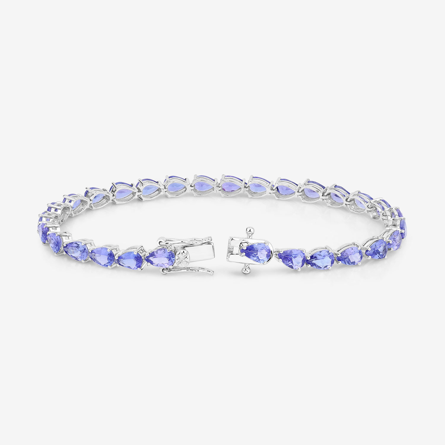 10.73 Carat Genuine Tanzanite 14K White Gold Bracelet