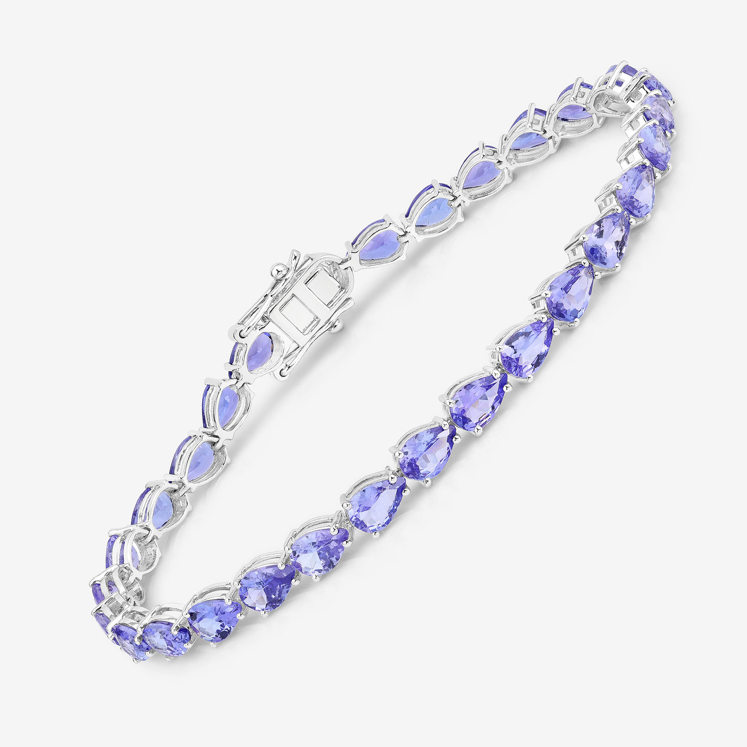 10.73 Carat Genuine Tanzanite 14K White Gold Bracelet