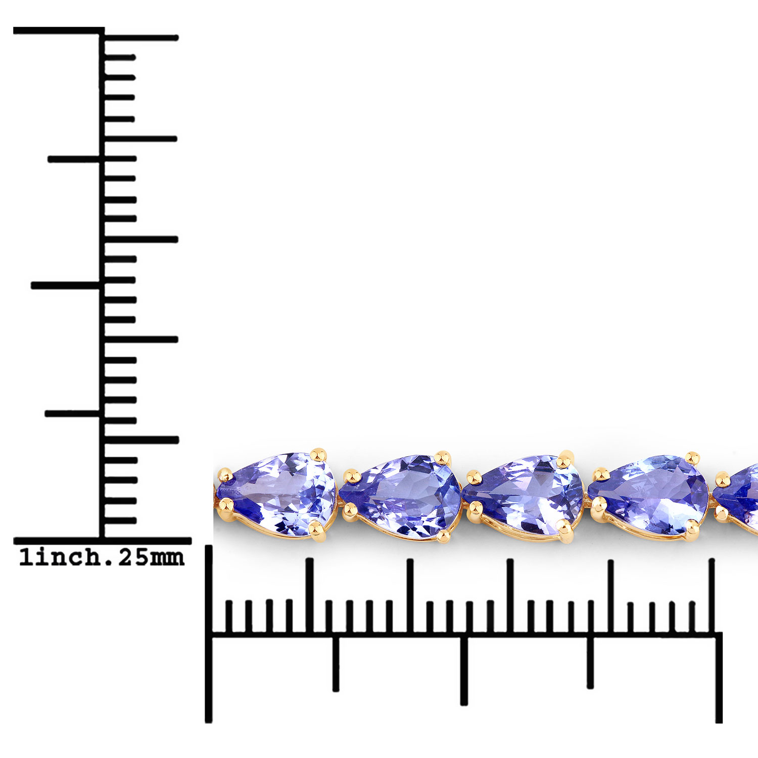 10.73 Carat Genuine Tanzanite 14K Yellow Gold Bracelet