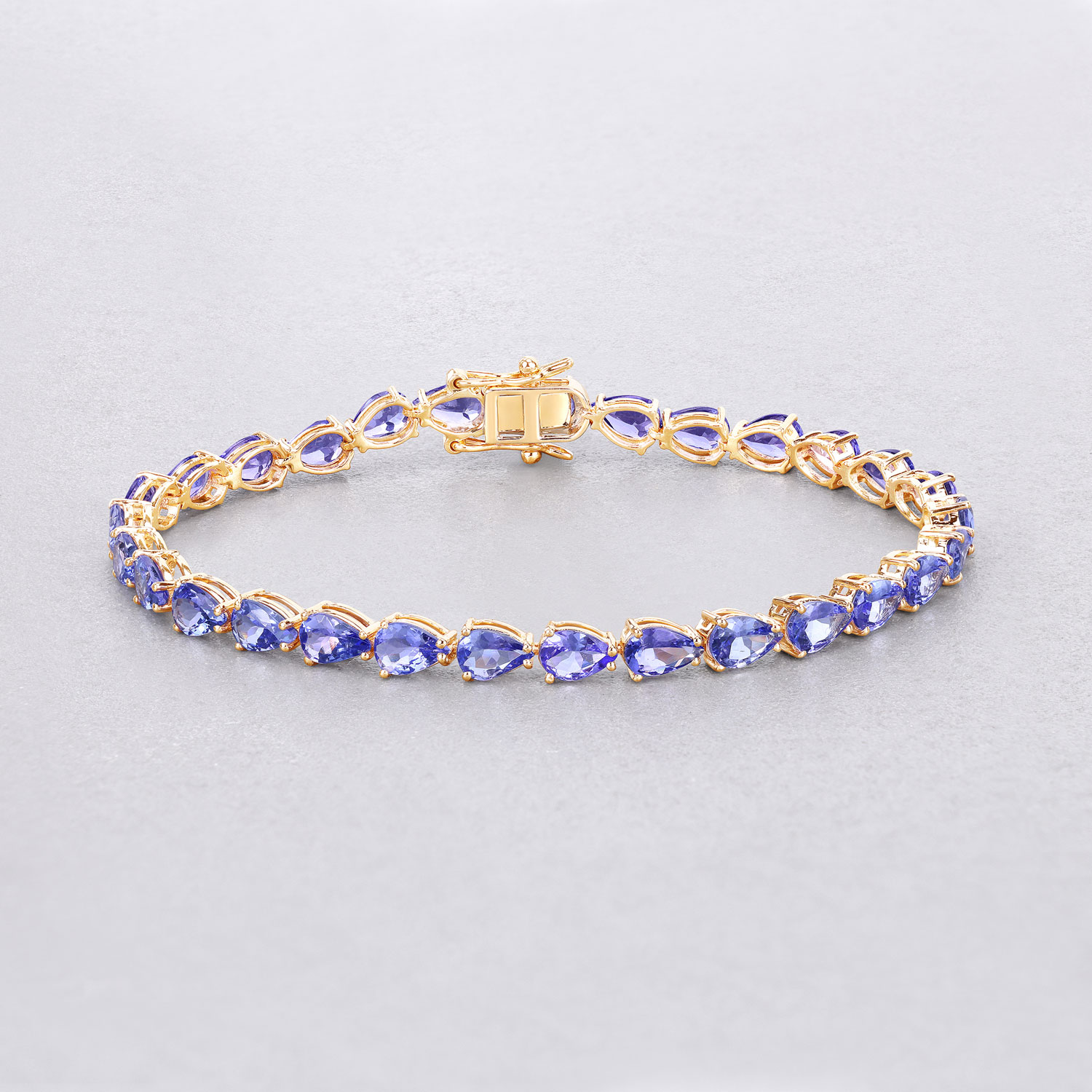 10.73 Carat Genuine Tanzanite 14K Yellow Gold Bracelet