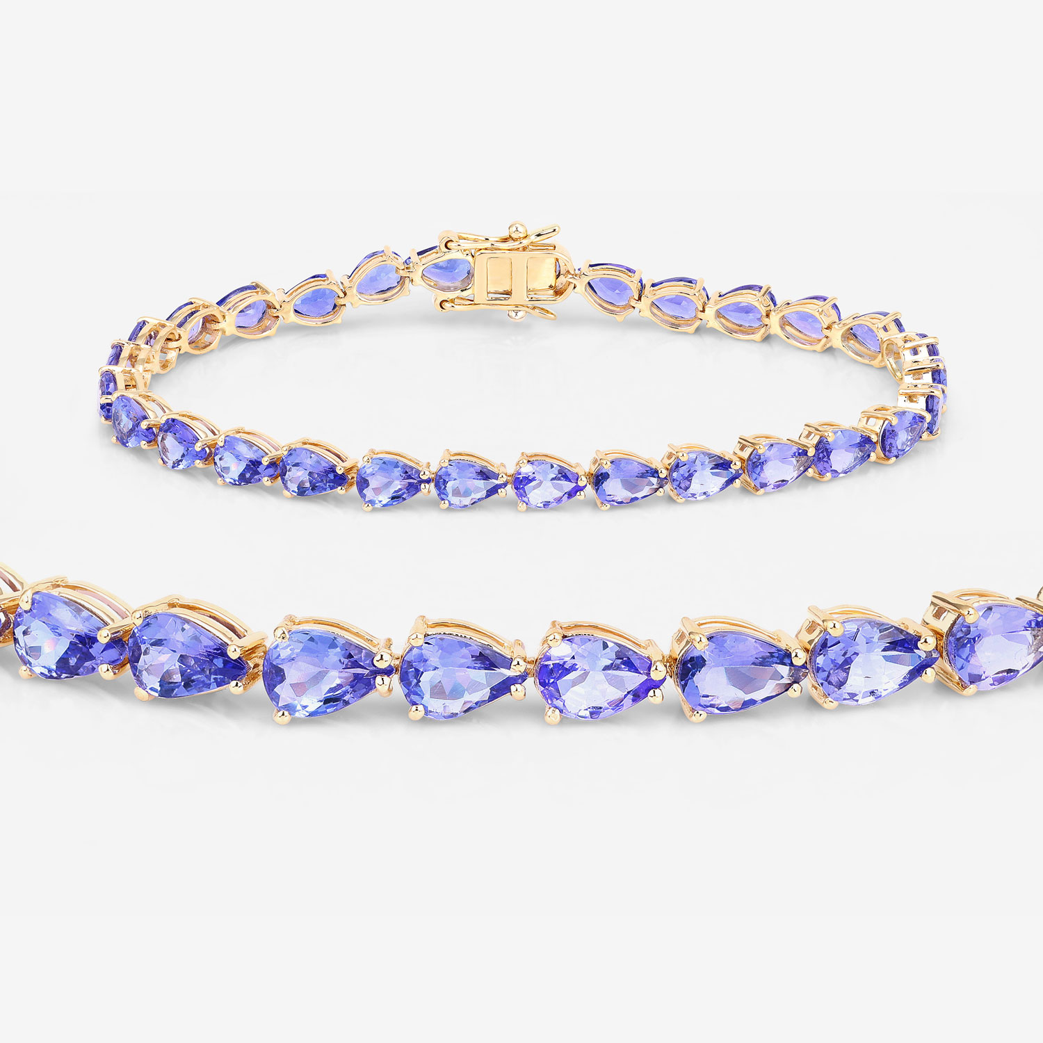 10.73 Carat Genuine Tanzanite 14K Yellow Gold Bracelet