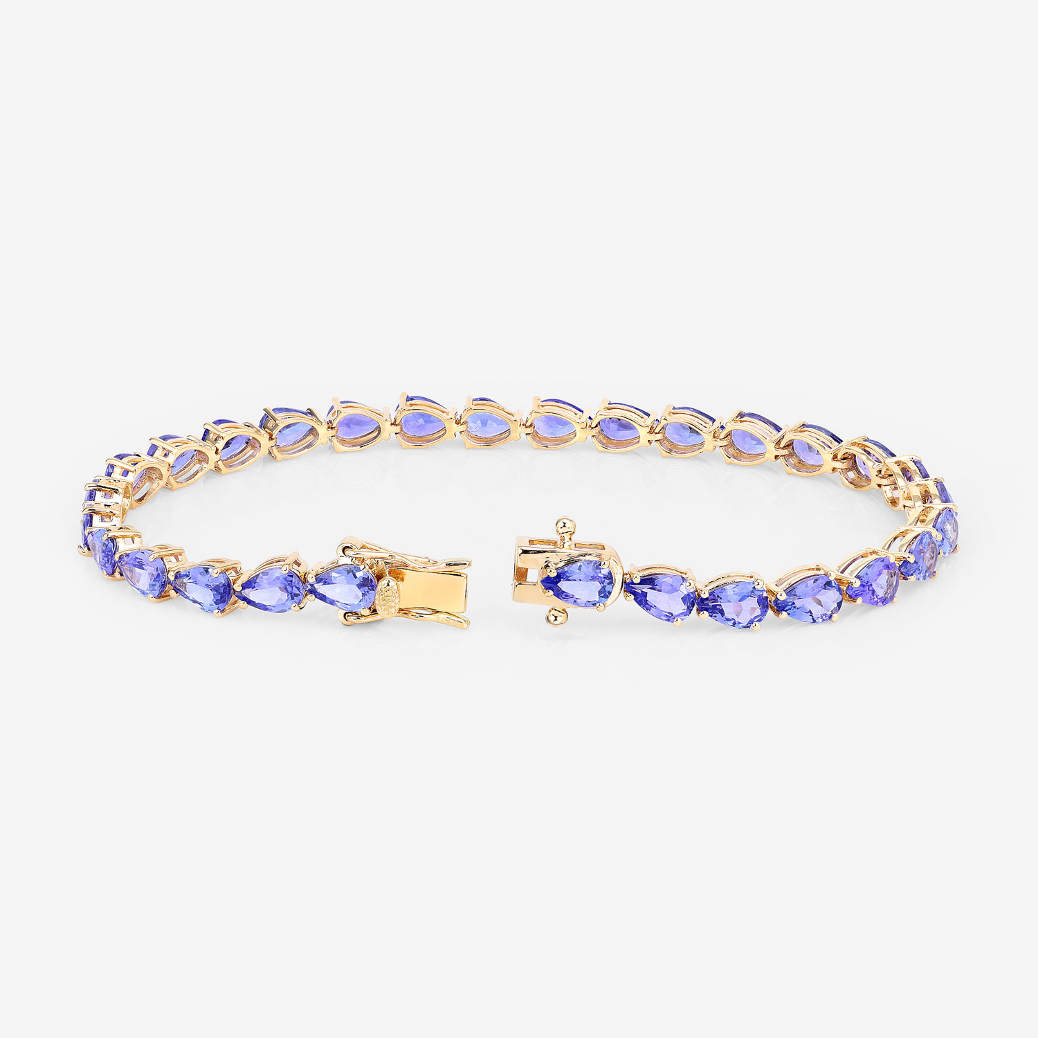 10.73 Carat Genuine Tanzanite 14K Yellow Gold Bracelet