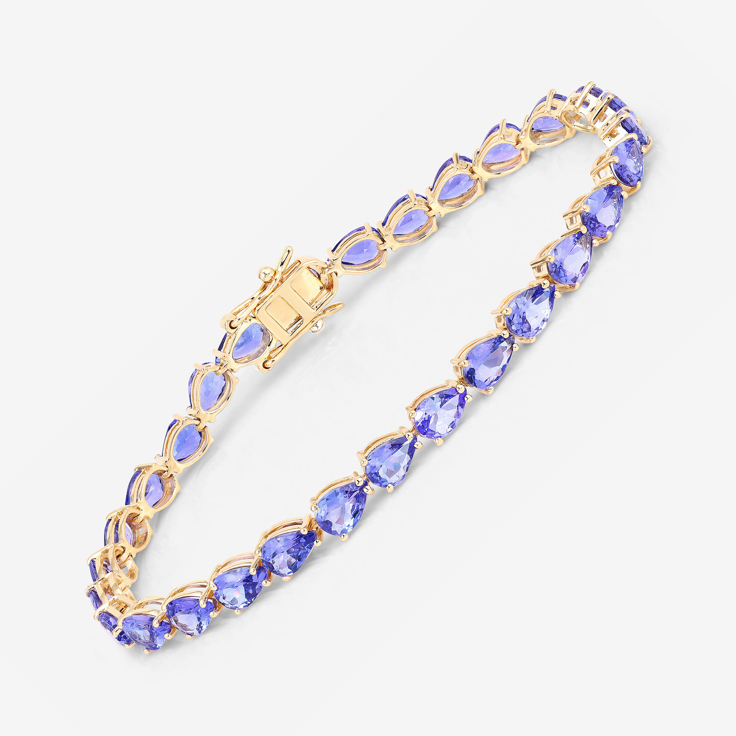 10.73 Carat Genuine Tanzanite 14K Yellow Gold Bracelet