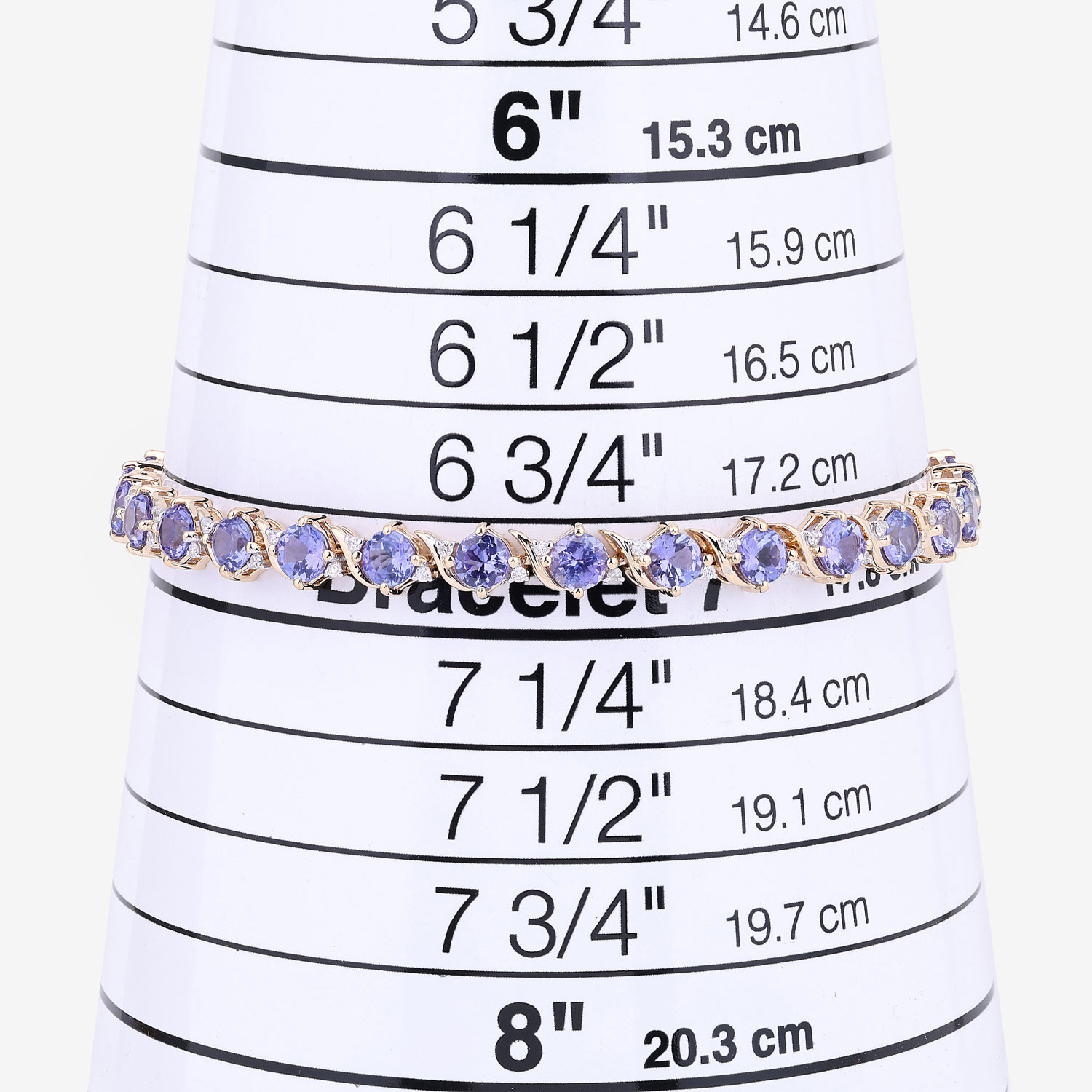 6.93 Carat Genuine Tanzanite and White Diamond 14K Yellow Gold Bracelet