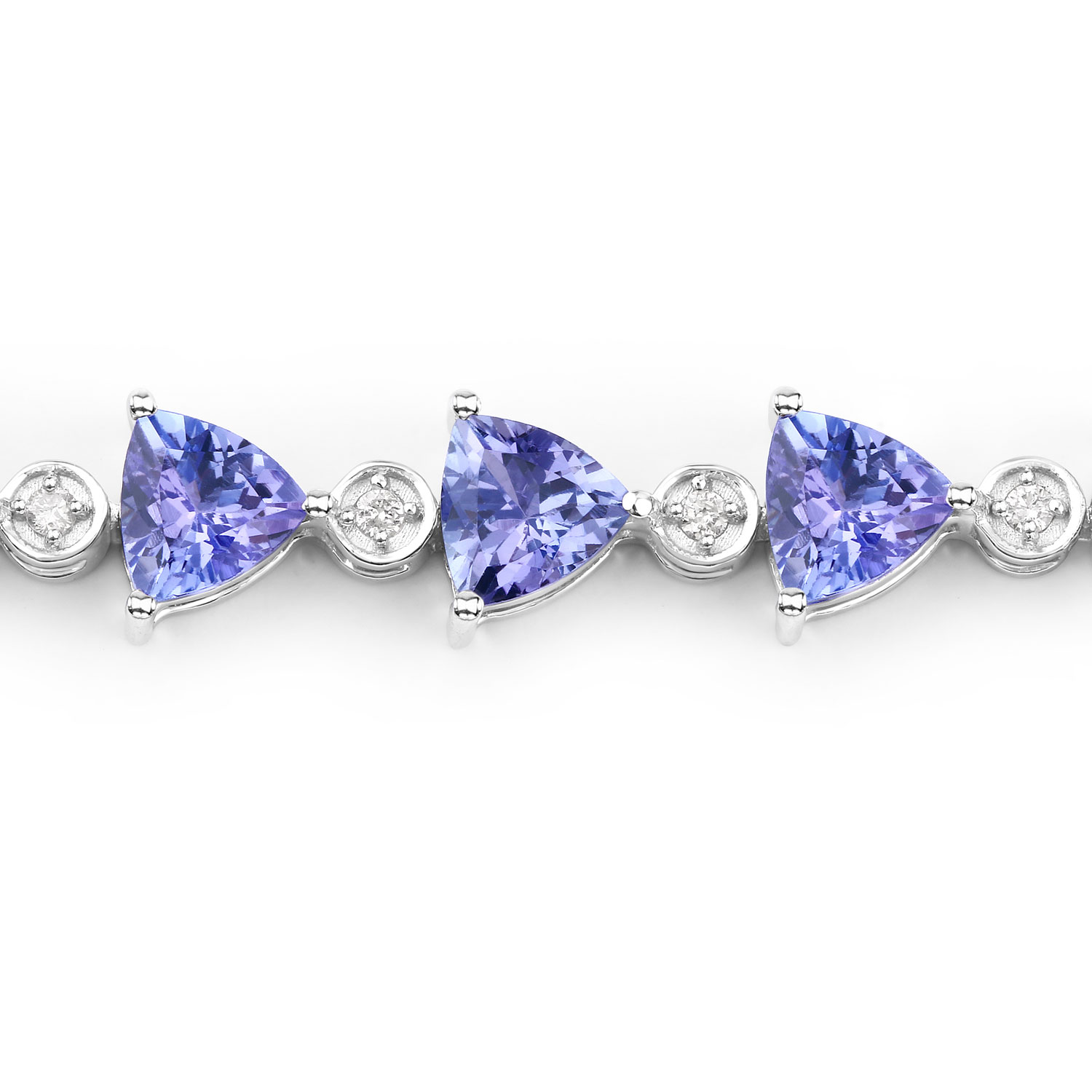 9.24 Carat Genuine Tanzanite and White Diamond 14K White Gold Bracelet