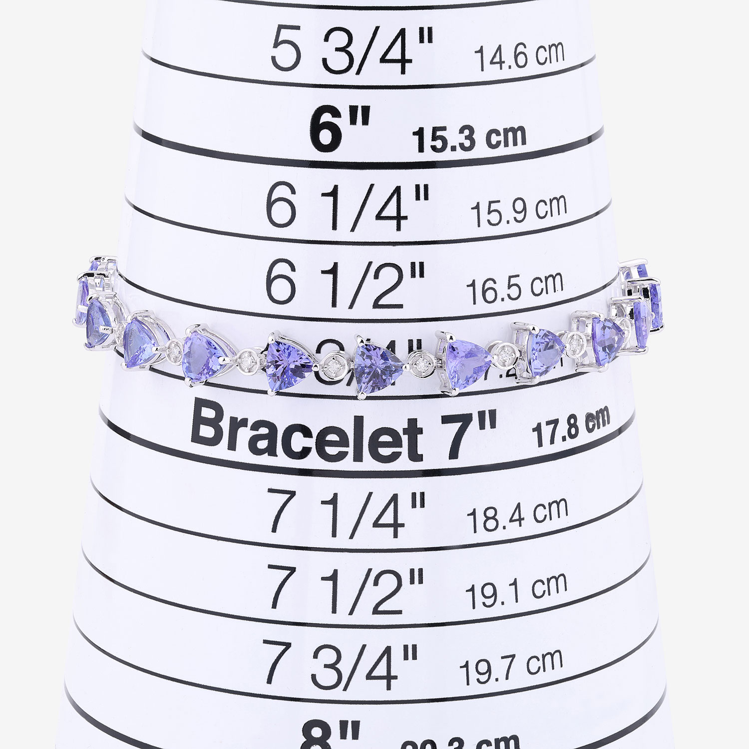 9.24 Carat Genuine Tanzanite and White Diamond 14K White Gold Bracelet