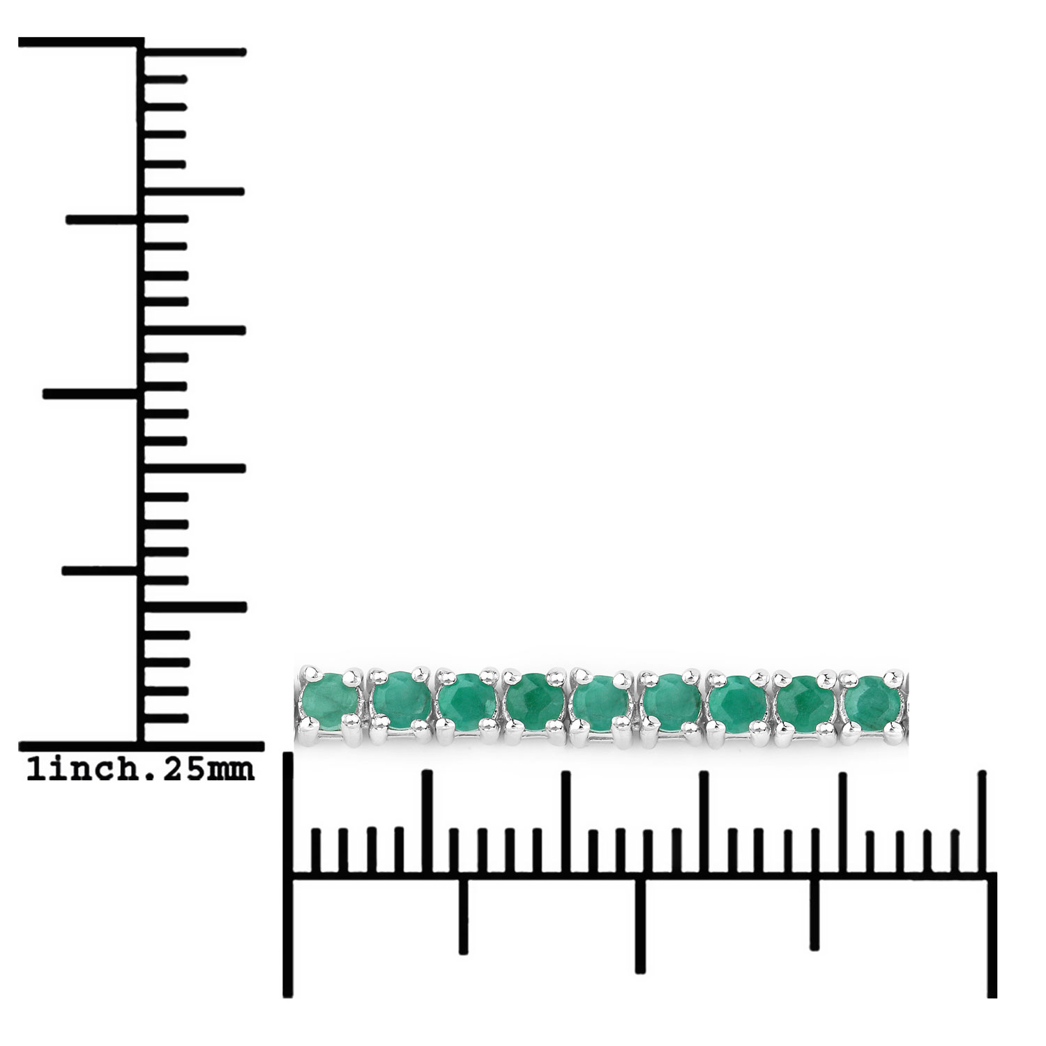 2.19 Carat Genuine Emerald .925 Sterling Silver Bracelet