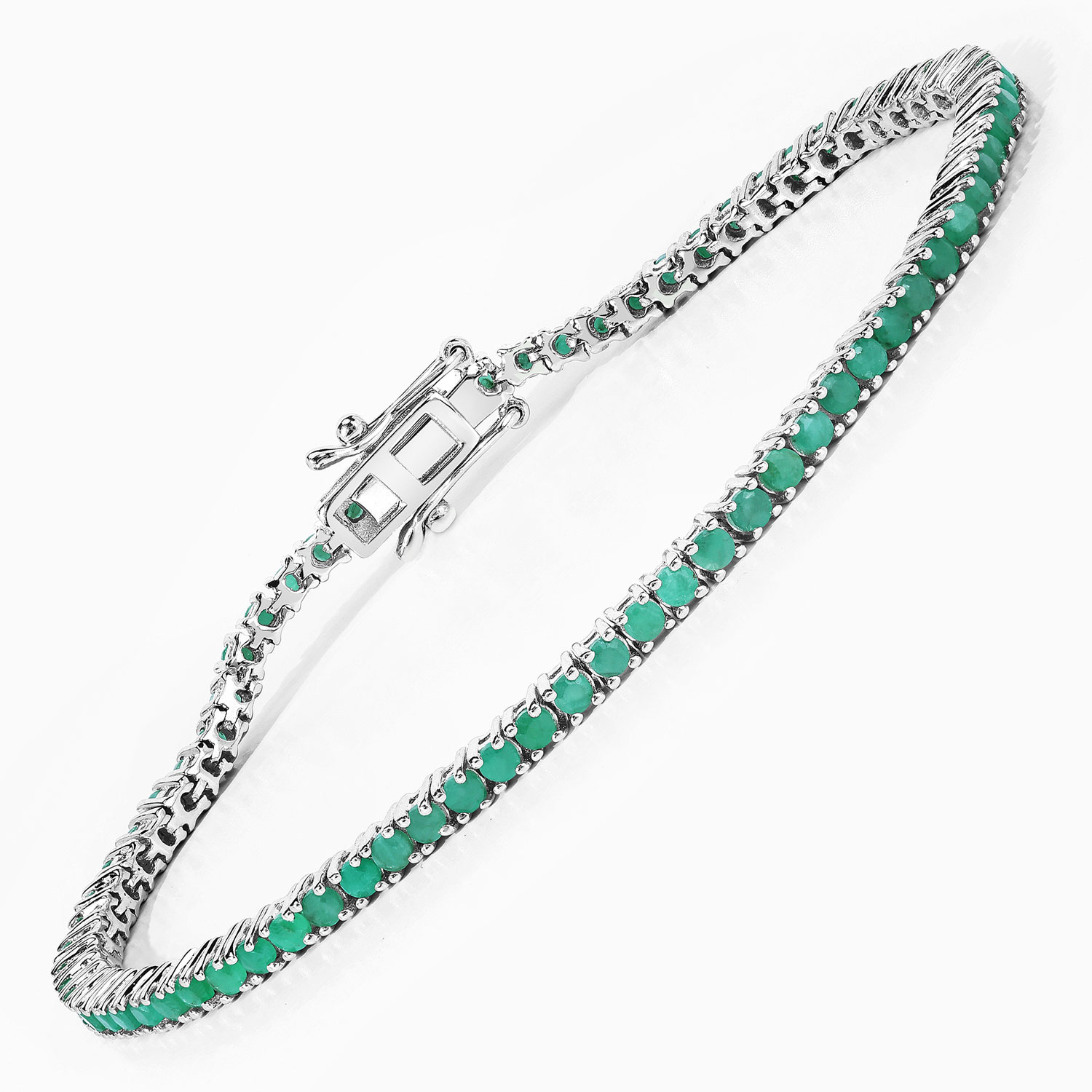 2.19 Carat Genuine Emerald .925 Sterling Silver Bracelet