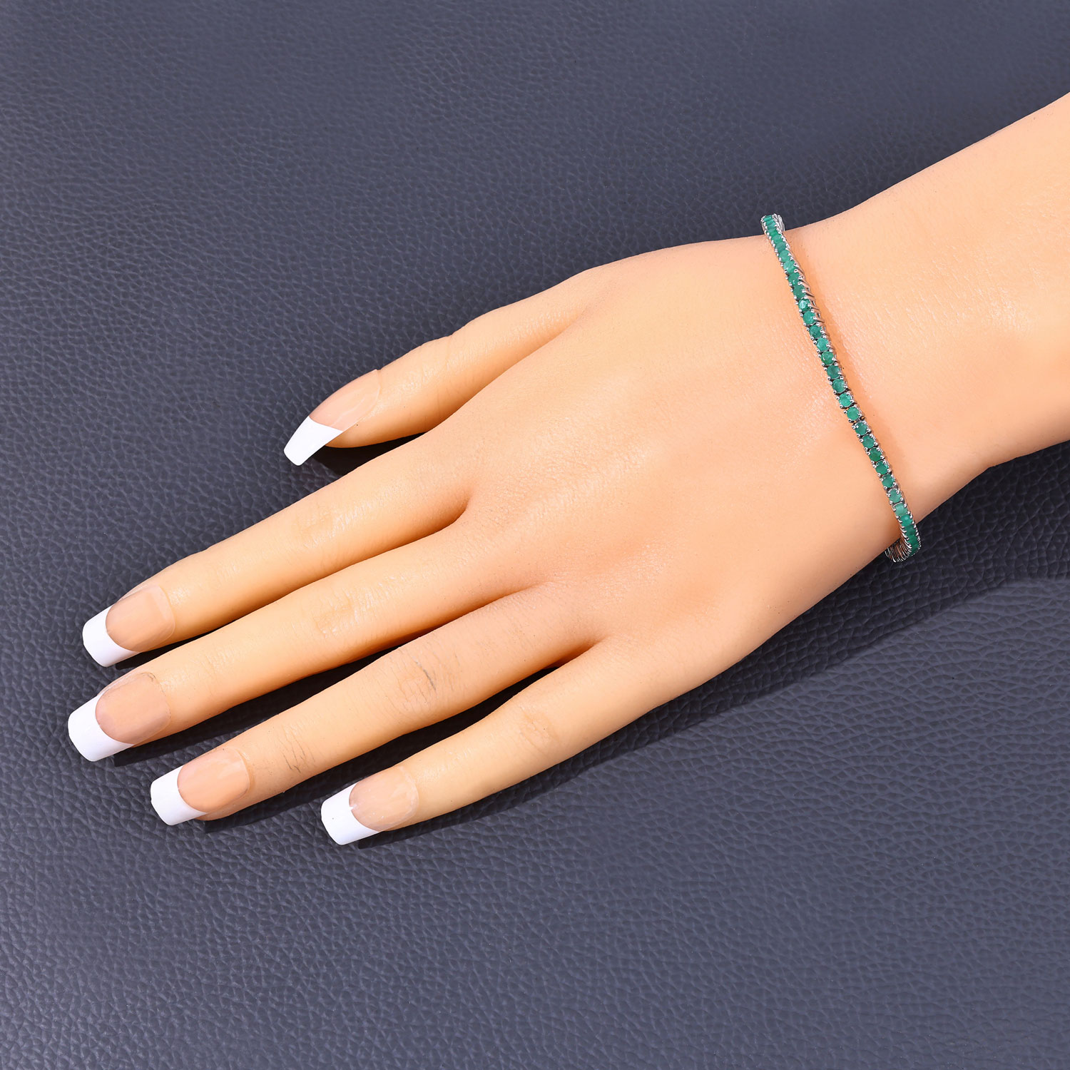 2.19 Carat Genuine Emerald .925 Sterling Silver Bracelet