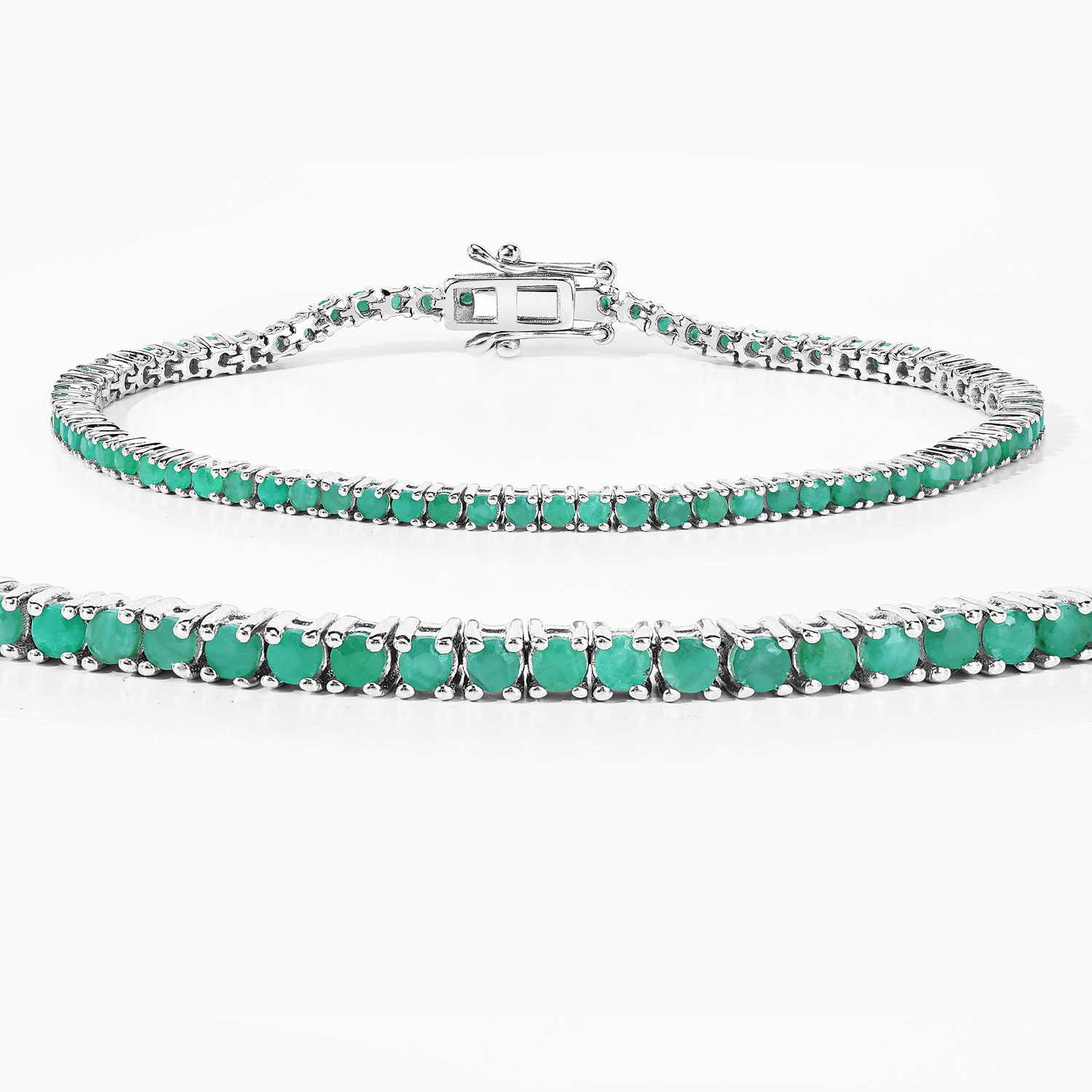 2.19 Carat Genuine Emerald .925 Sterling Silver Bracelet