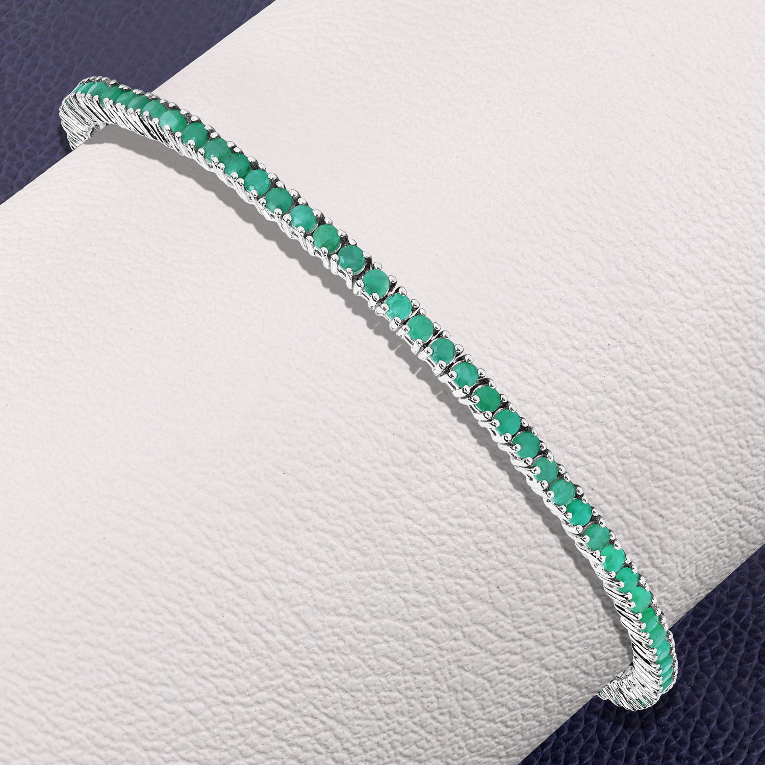 2.19 Carat Genuine Emerald .925 Sterling Silver Bracelet