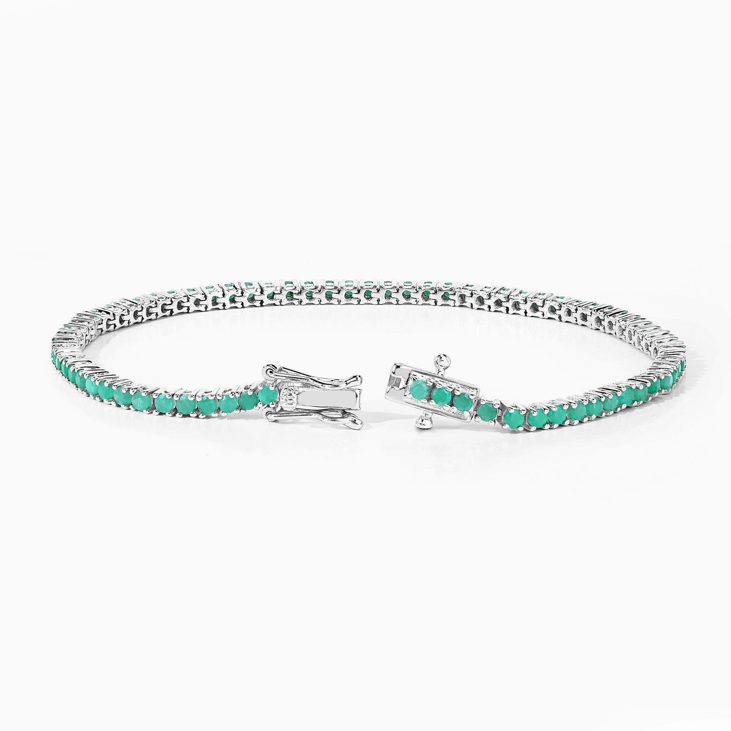 2.19 Carat Genuine Emerald .925 Sterling Silver Bracelet