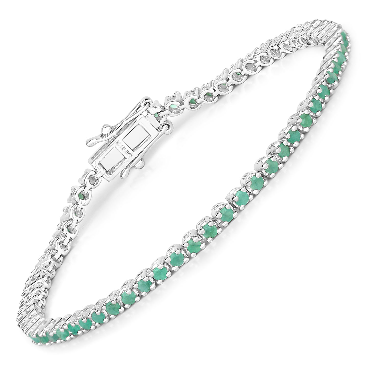 1.83 Carat Genuine Emerald .925 Sterling Silver Bracelet
