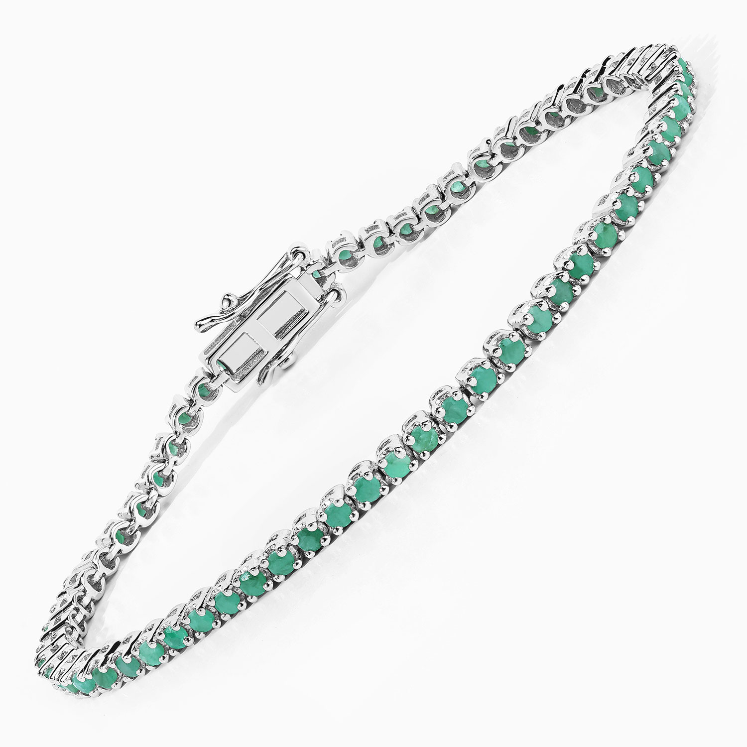 1.83 Carat Genuine Emerald .925 Sterling Silver Bracelet