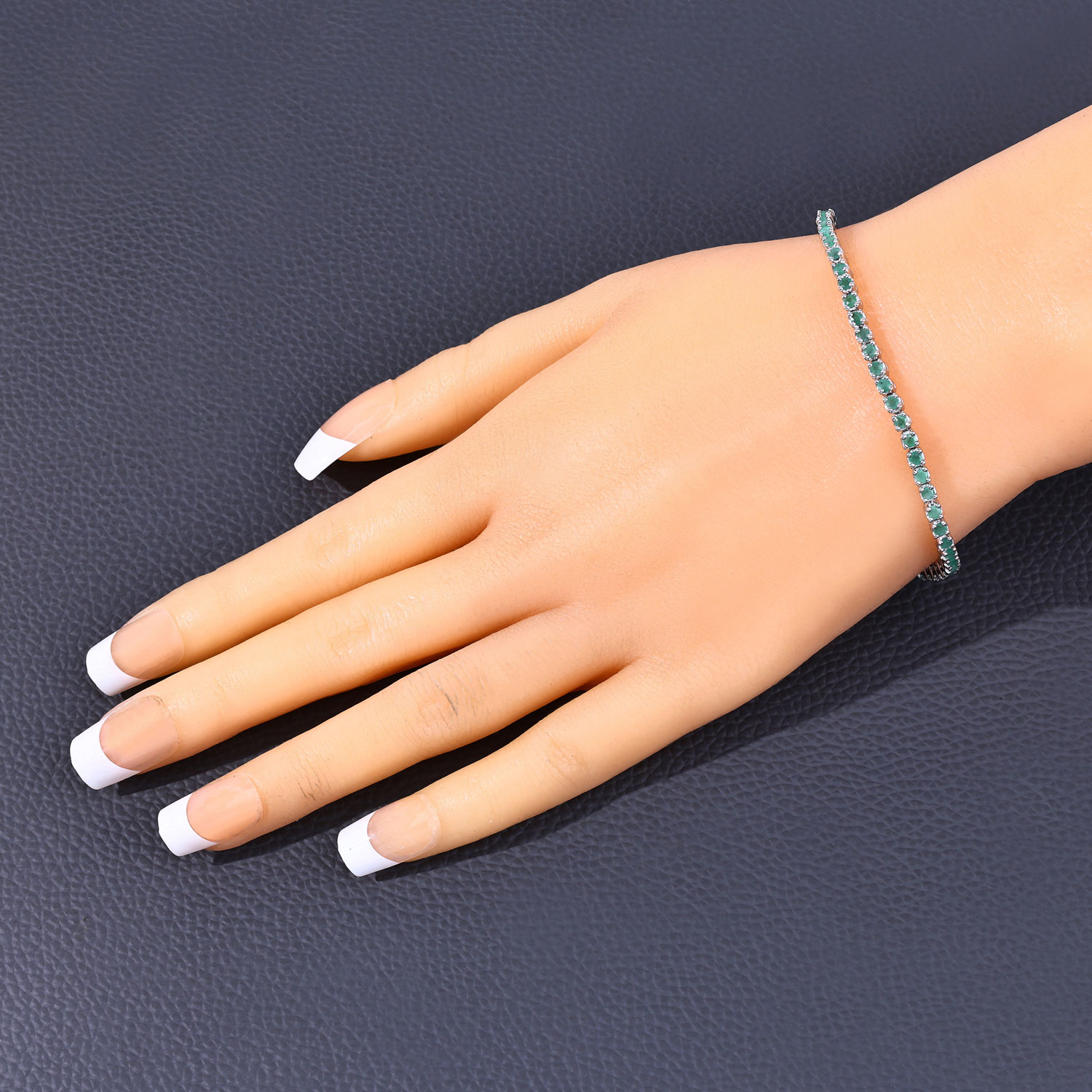 1.83 Carat Genuine Emerald .925 Sterling Silver Bracelet