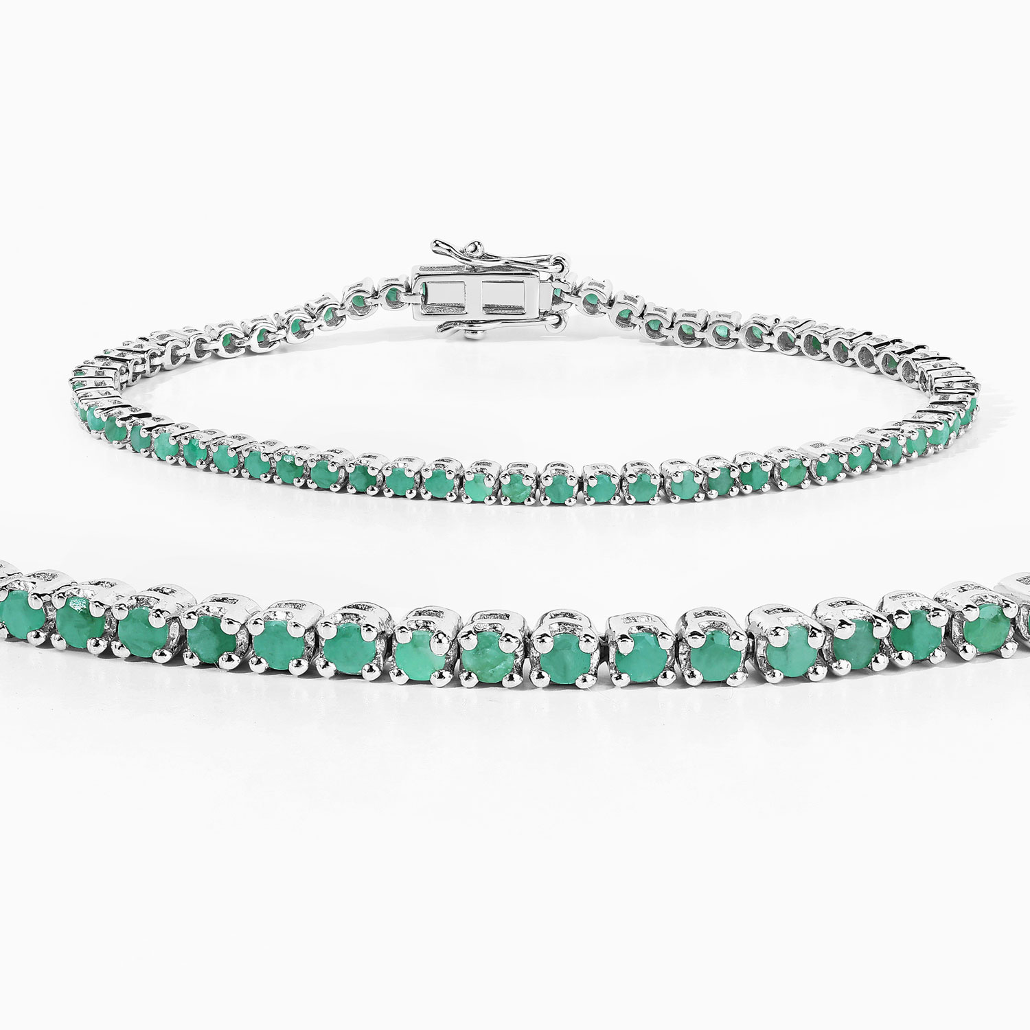 1.83 Carat Genuine Emerald .925 Sterling Silver Bracelet