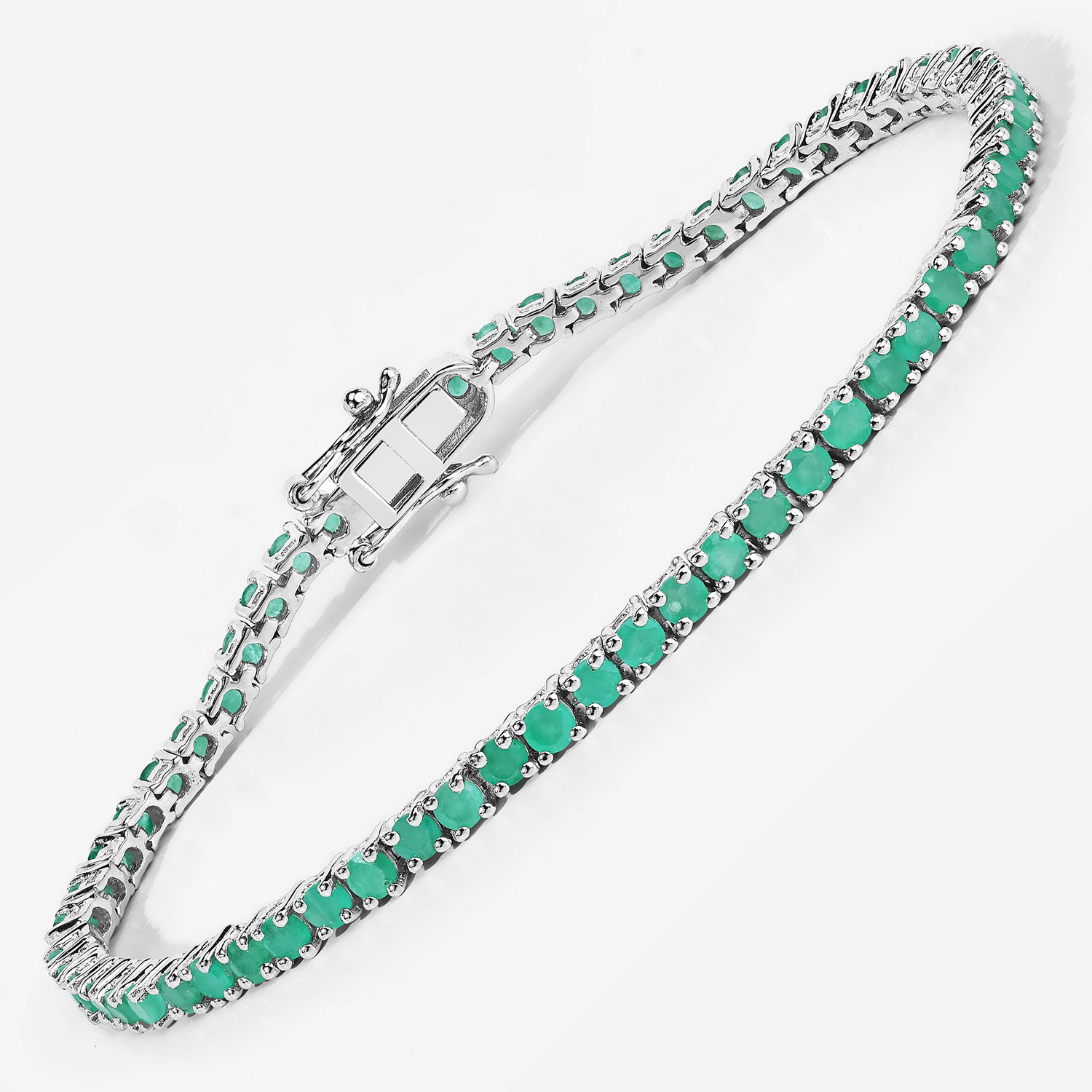 3.36 Carat Genuine Emerald .925 Sterling Silver Bracelet