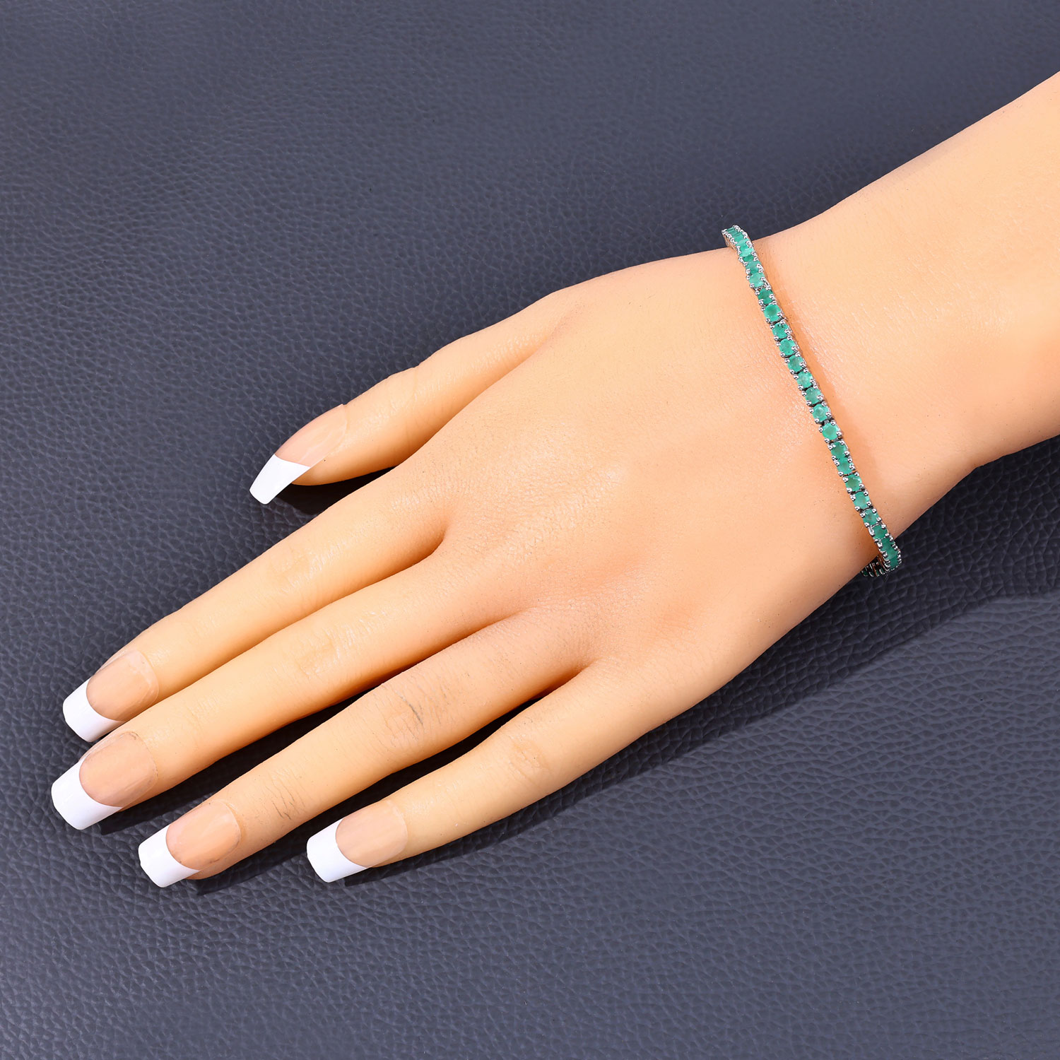 3.36 Carat Genuine Emerald .925 Sterling Silver Bracelet