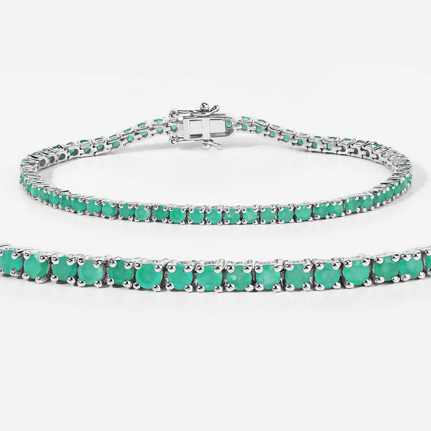 3.36 Carat Genuine Emerald .925 Sterling Silver Bracelet