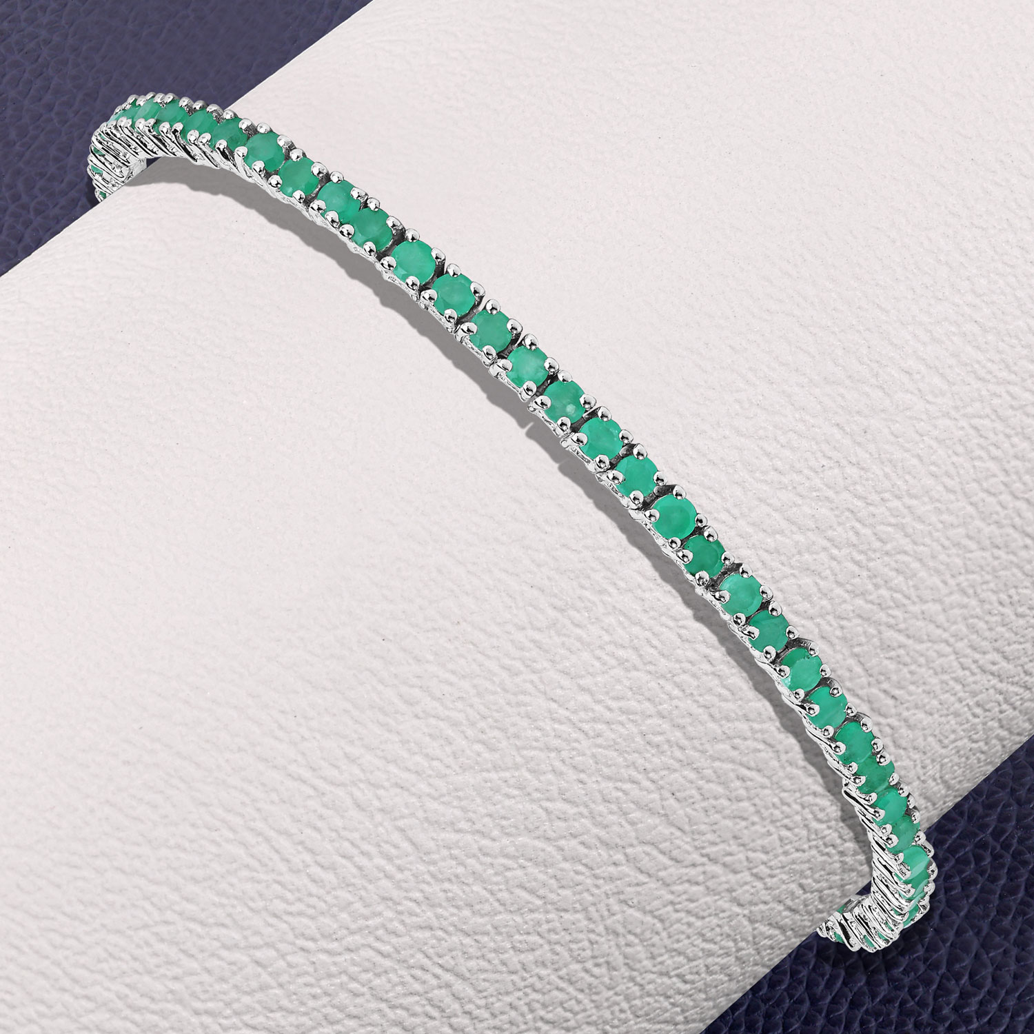 3.36 Carat Genuine Emerald .925 Sterling Silver Bracelet