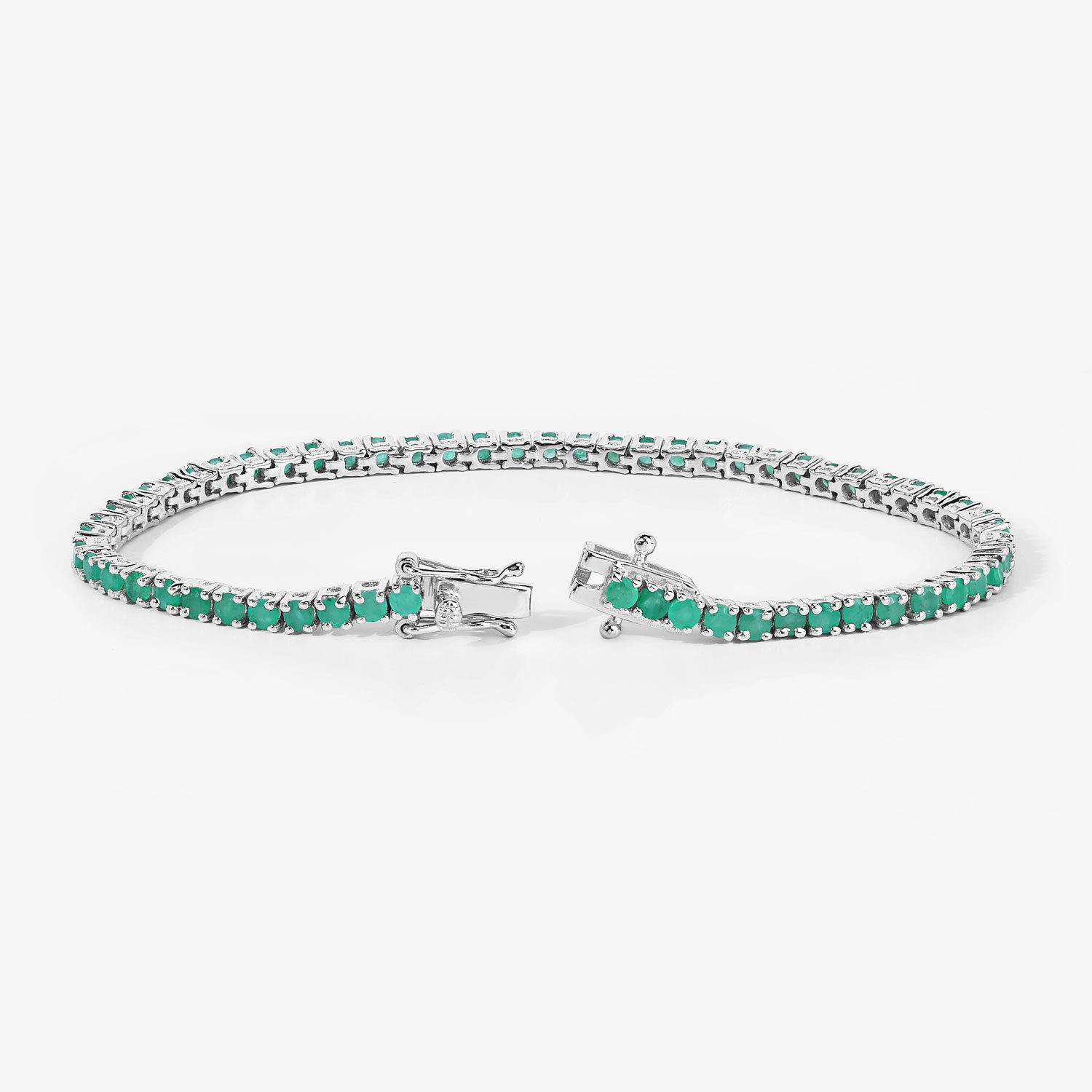 3.36 Carat Genuine Emerald .925 Sterling Silver Bracelet