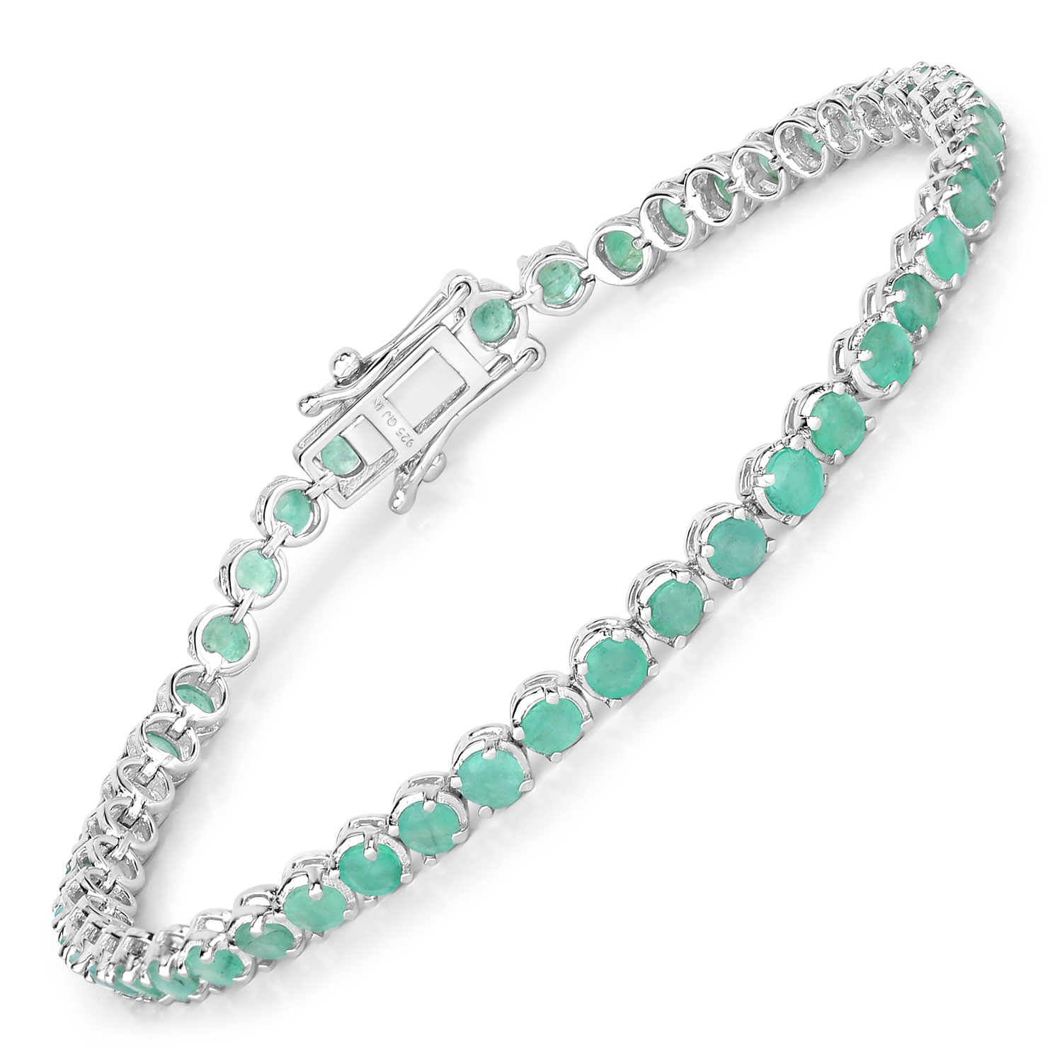 4.60 Carat Genuine Emerald .925 Sterling Silver Bracelet