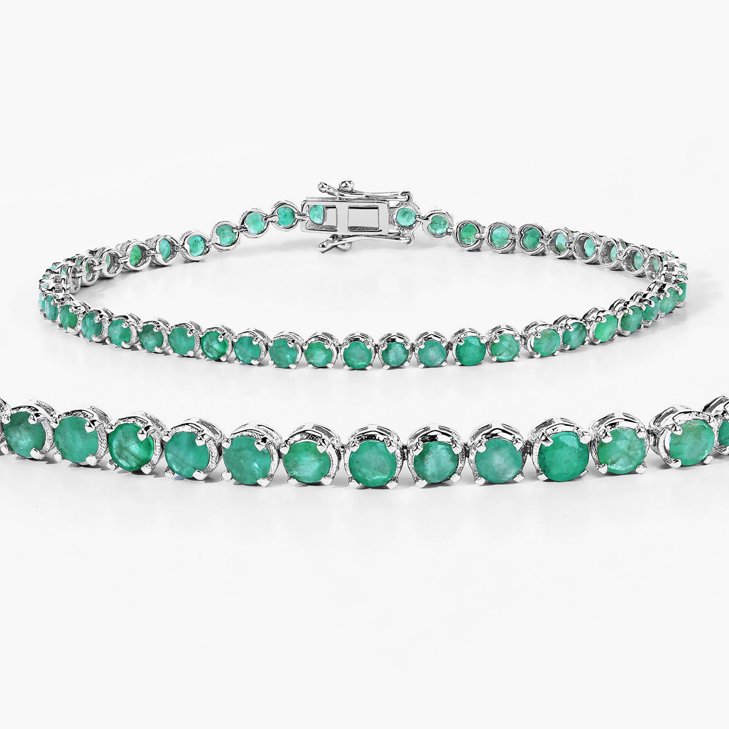 4.60 Carat Genuine Emerald .925 Sterling Silver Bracelet
