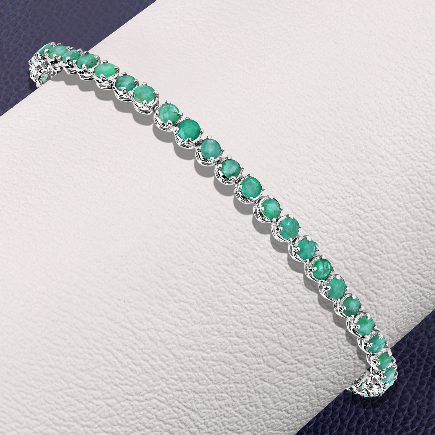 4.60 Carat Genuine Emerald .925 Sterling Silver Bracelet