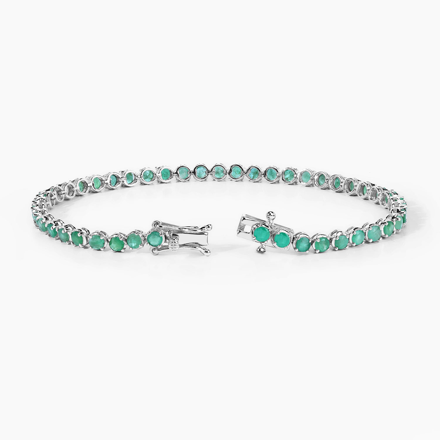 4.60 Carat Genuine Emerald .925 Sterling Silver Bracelet
