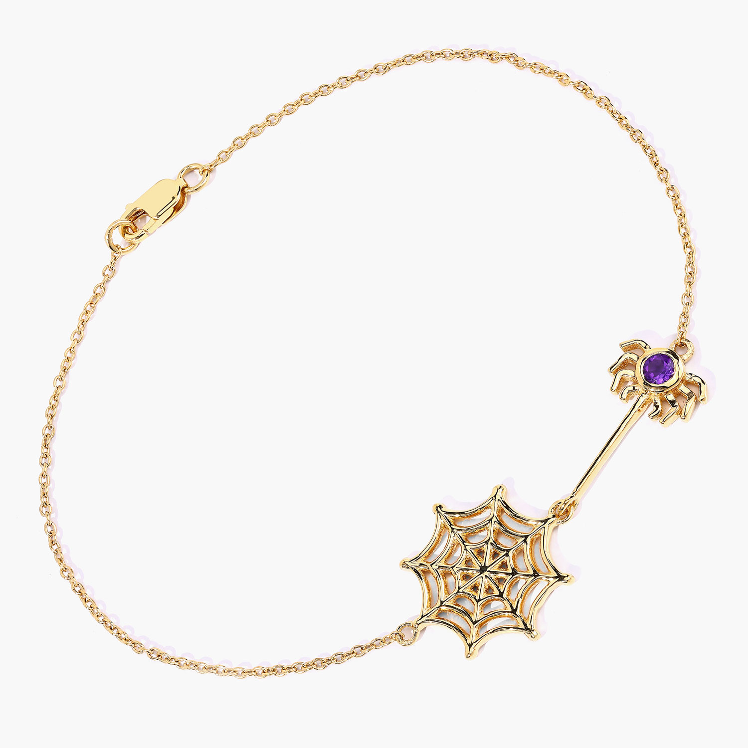 0.10 Carat Genuine Amethyst .925 Sterling Silver Bracelet