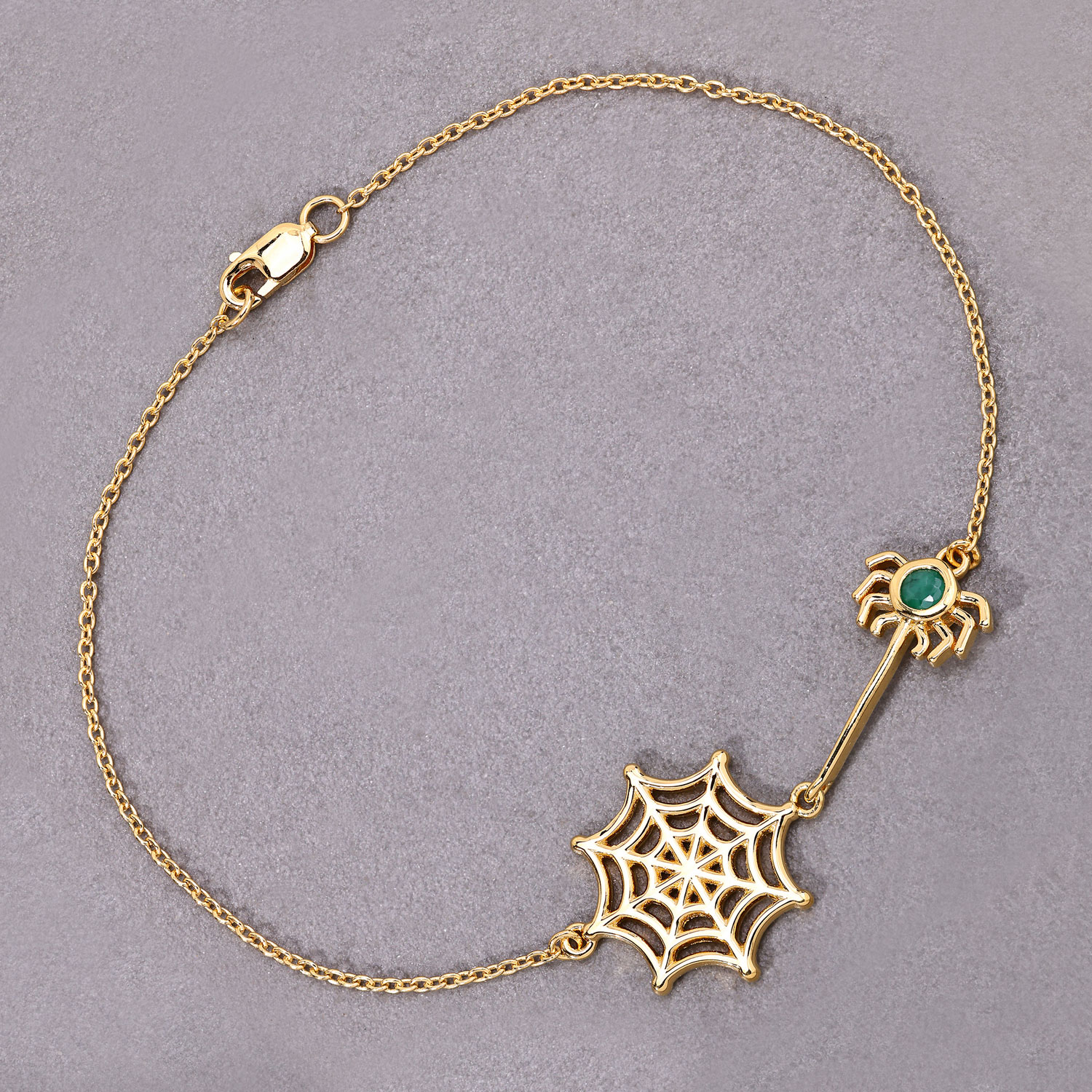 0.10 Carat Genuine Emerald .925 Sterling Silver Bracelet