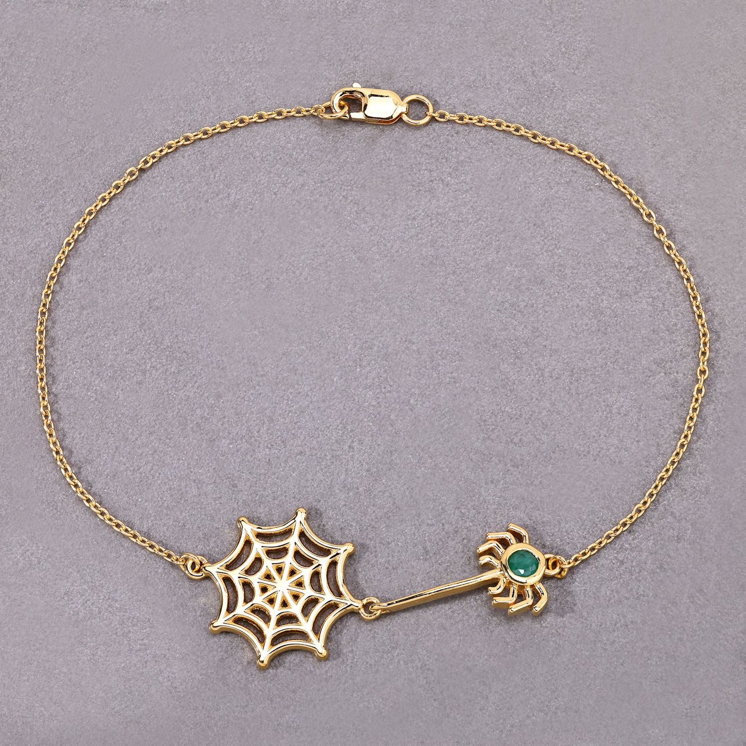 0.10 Carat Genuine Emerald .925 Sterling Silver Bracelet