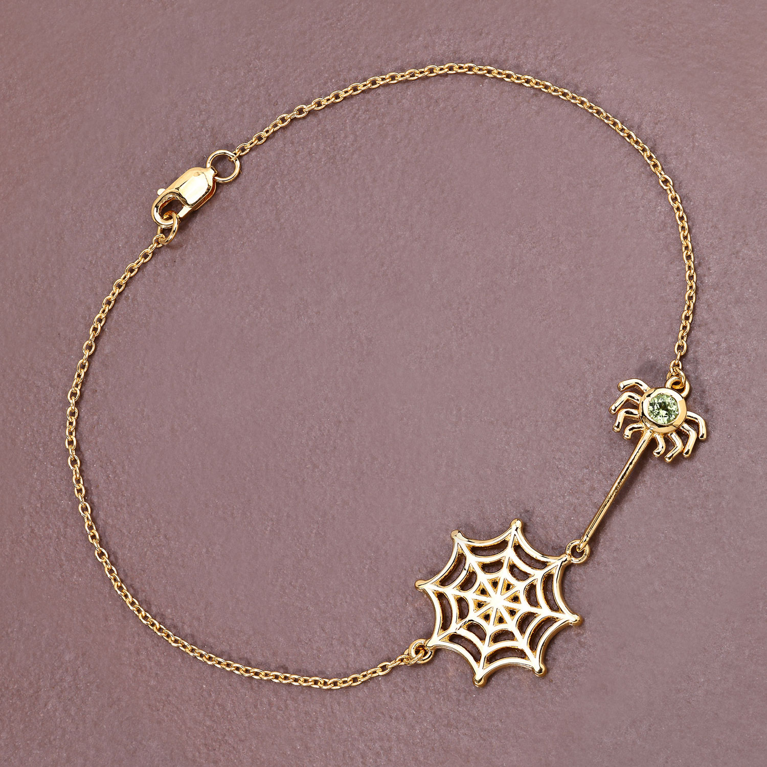 0.10 Carat Genuine Peridot .925 Sterling Silver Bracelet