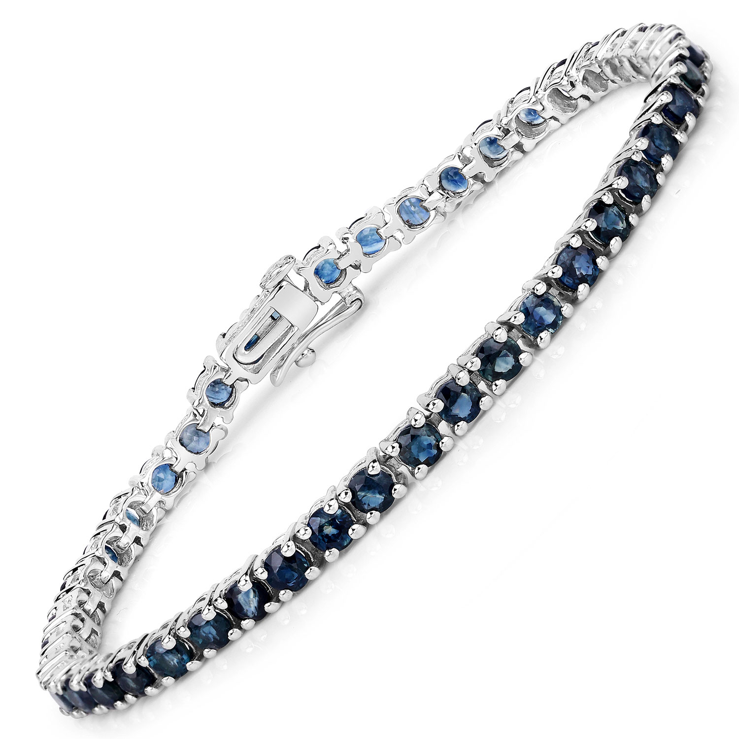 12.04 Carat Genuine Blue Sapphire .925 Sterling Silver Bracelet