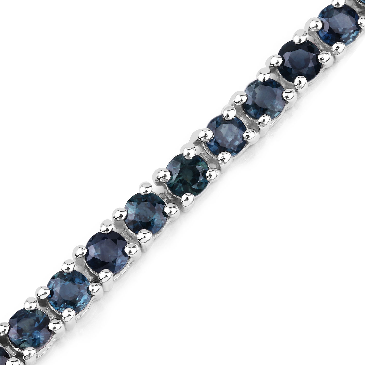 12.04 Carat Genuine Blue Sapphire .925 Sterling Silver Bracelet