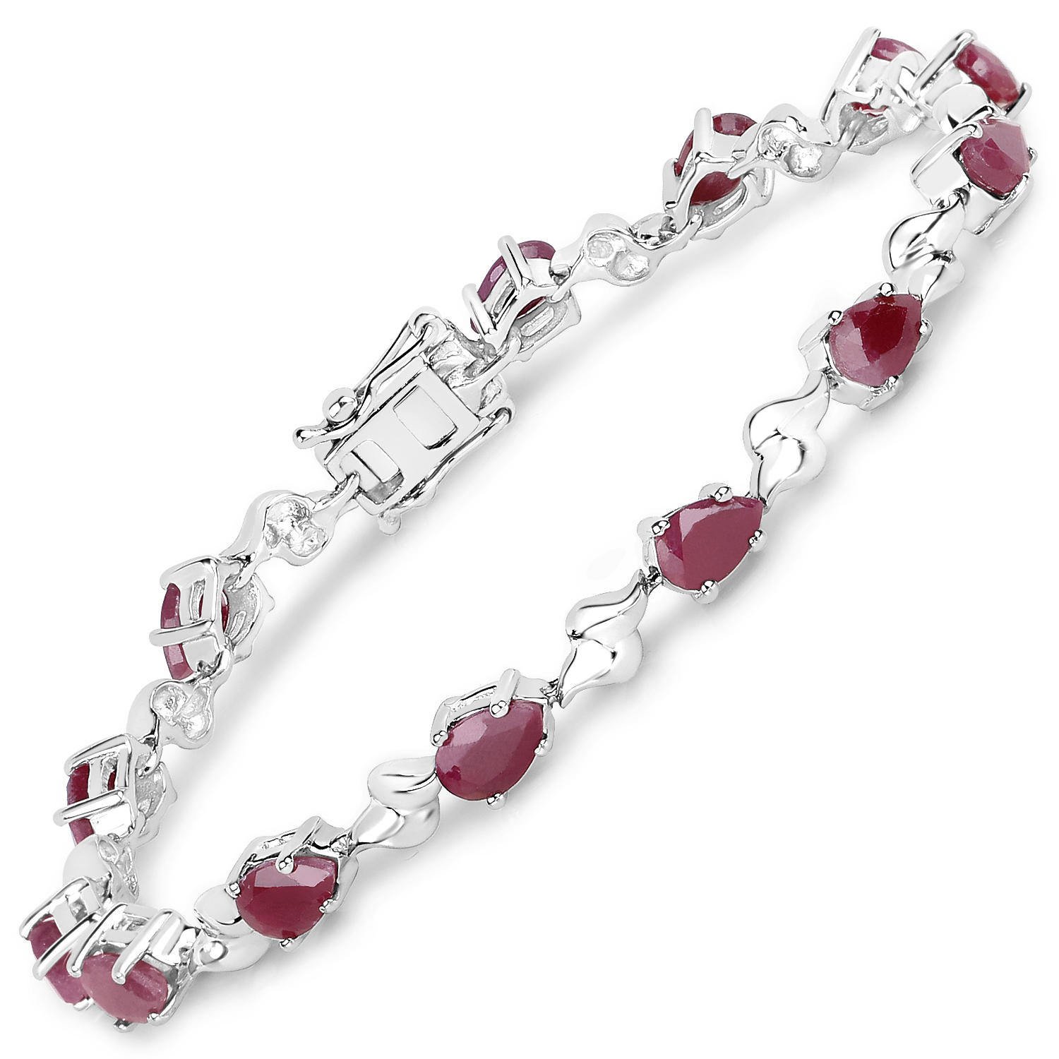 5.85 Carat Genuine Ruby .925 Sterling Silver Bracelet