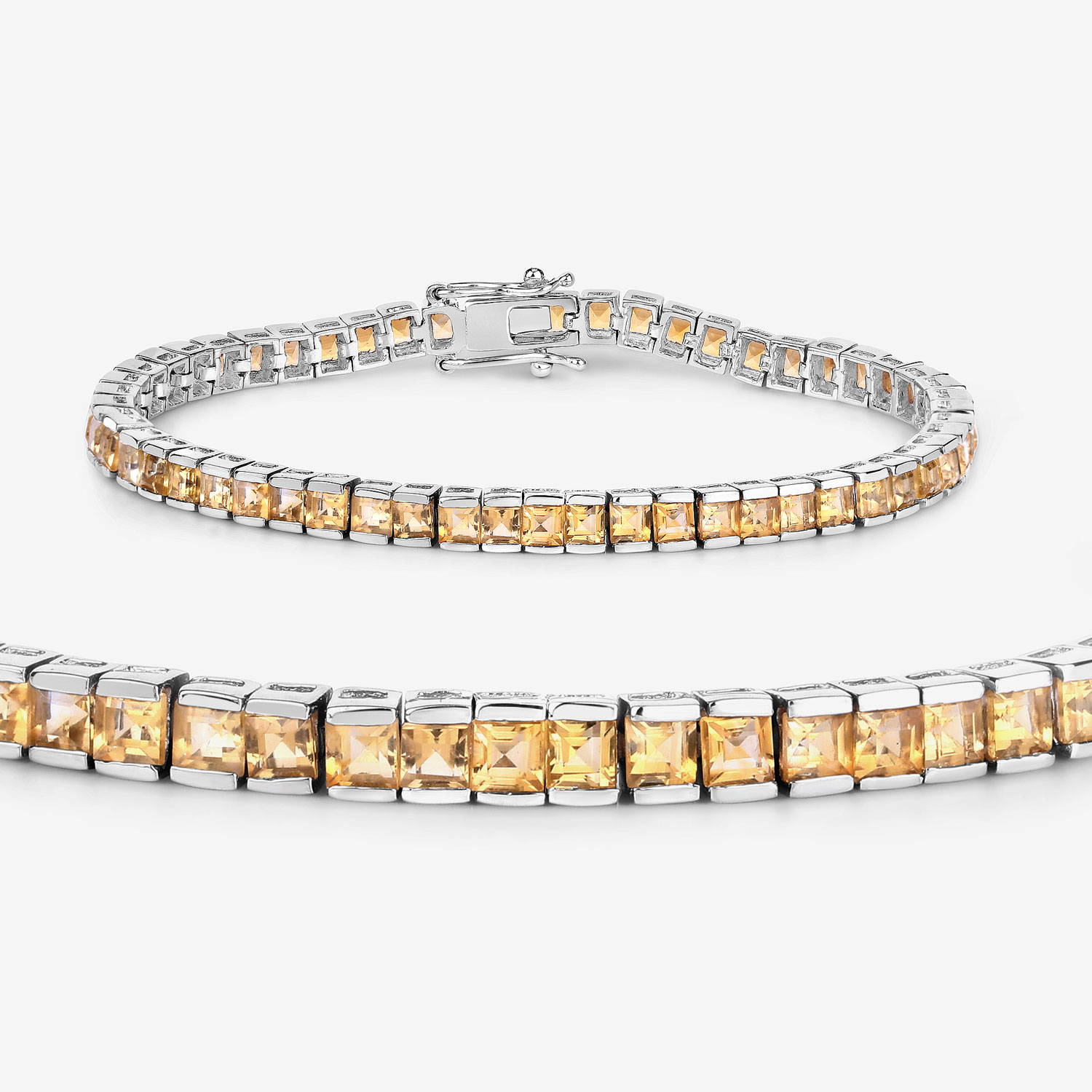 8.25 Carat Genuine Citrine .925 Sterling Silver Bracelet