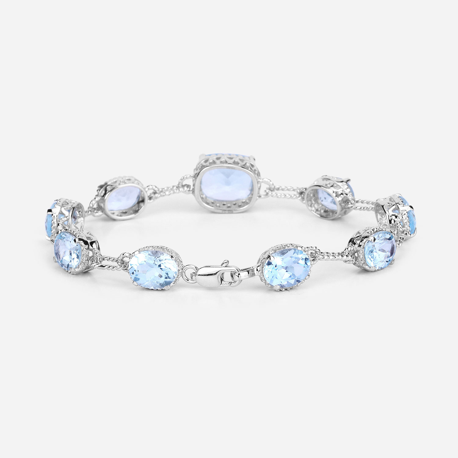 20.70 Carat Genuine Blue Topaz .925 Sterling Silver Bracelet